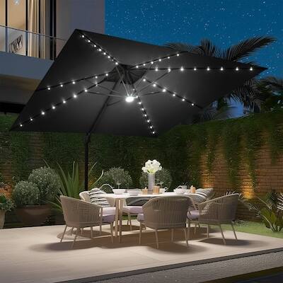 Crestlive Products - 11ft Aluminum Slide-tilt Cantilever Patio Umbrella Lights Base - Black
