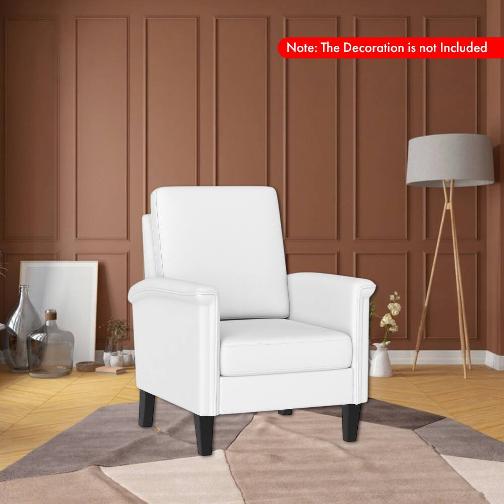 Angle. Hivvago - Boho Farmhouse Floral Armchair with High Backrest and Solid Wood Legs - Beige.