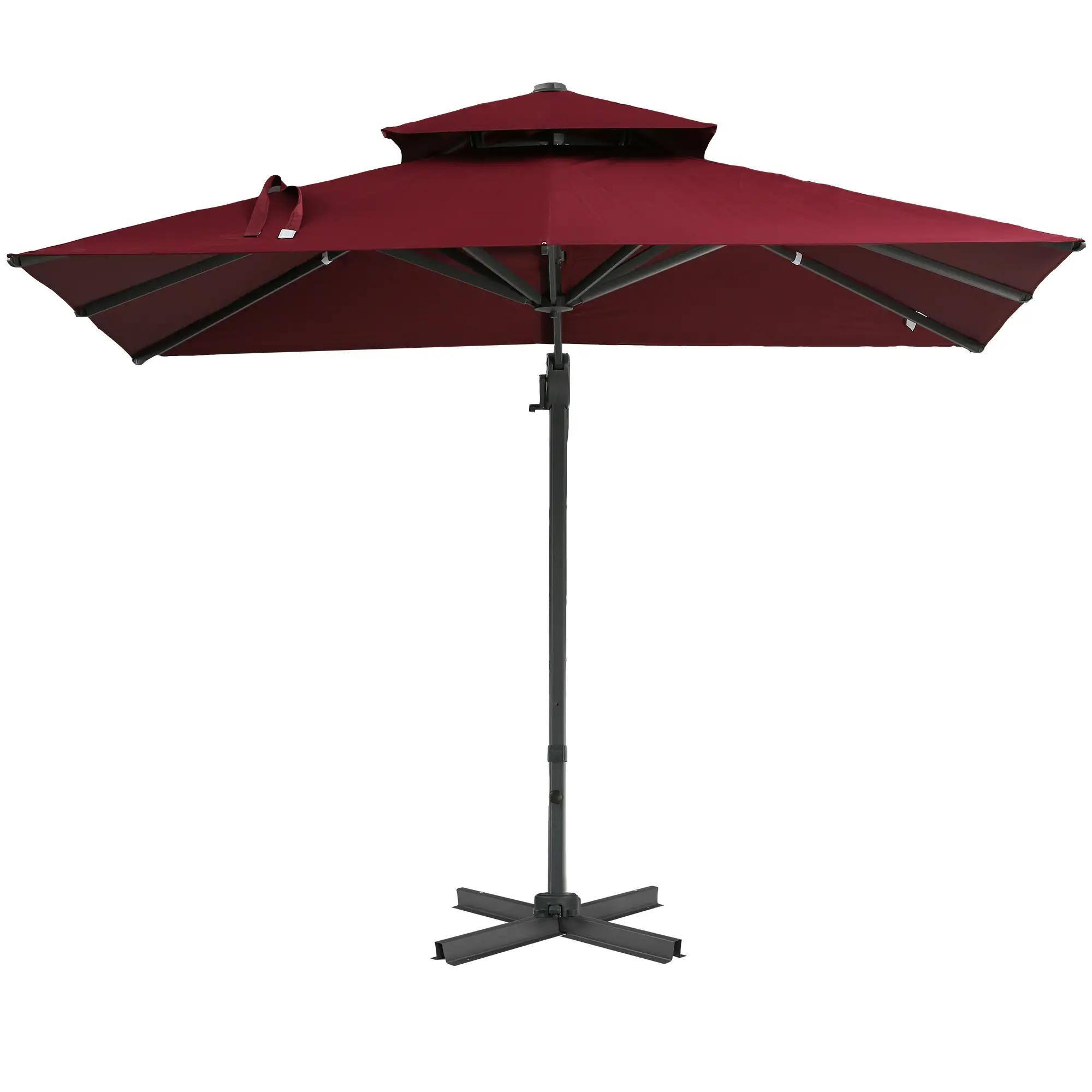 Alt View 7. Spaco - Spaco 10ft Cantilever Patio Umbrella, Square Tilt Design with 360 Rotation - Red.