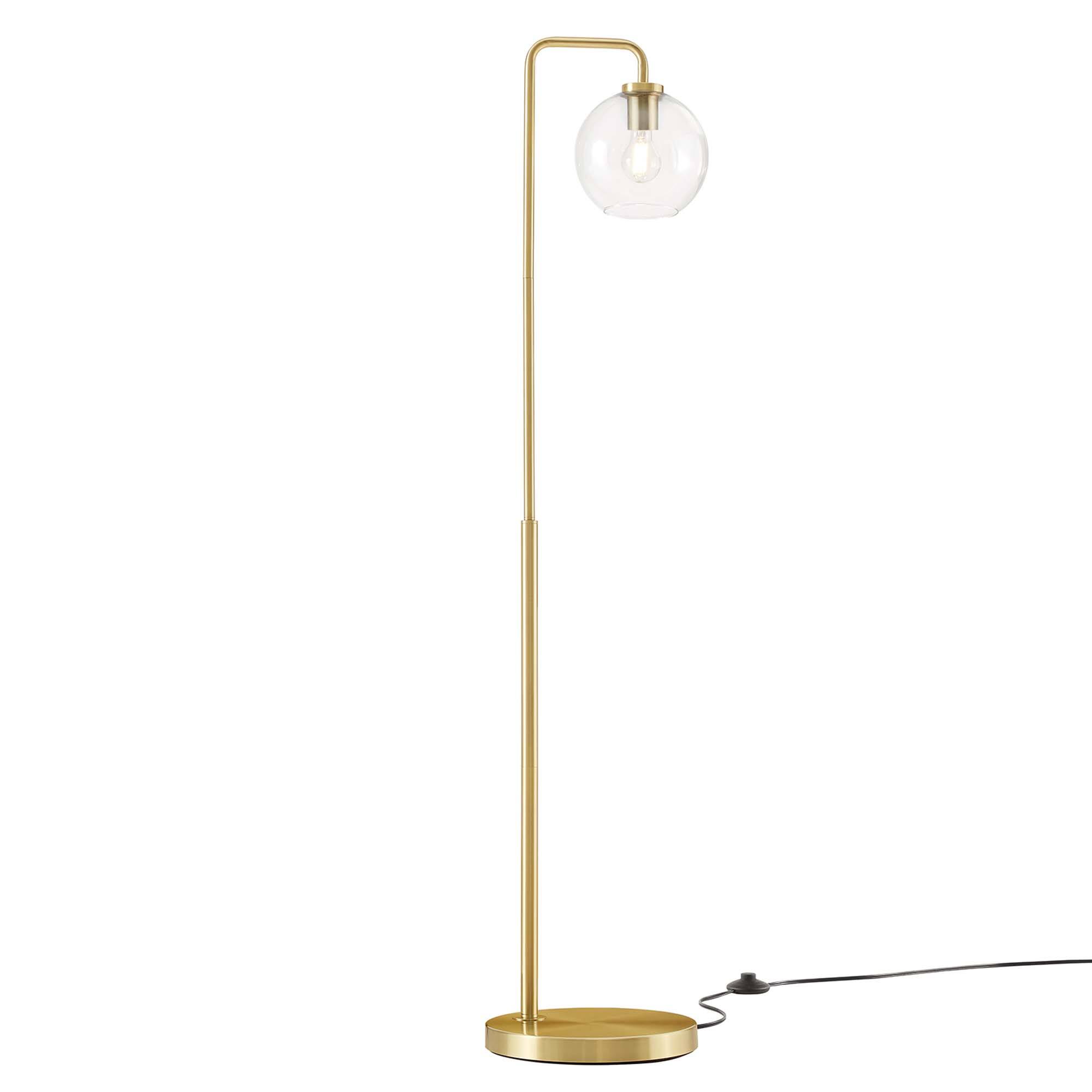 Alt View 2. Modway - Silo Glass Globe Glass and Metal Floor Lamp by Modway - Satin Brass.
