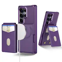 Dteck - For Samsung Galaxy S26 Ultra 2-in-1 Magnetic Leather Flip Stand Wallet Case RFID Blocking Detachable Card Holder - Purple