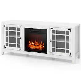 SlickBlue - Fireplace TV Stand with Adjustable Shelves and Storage for Living Room - White