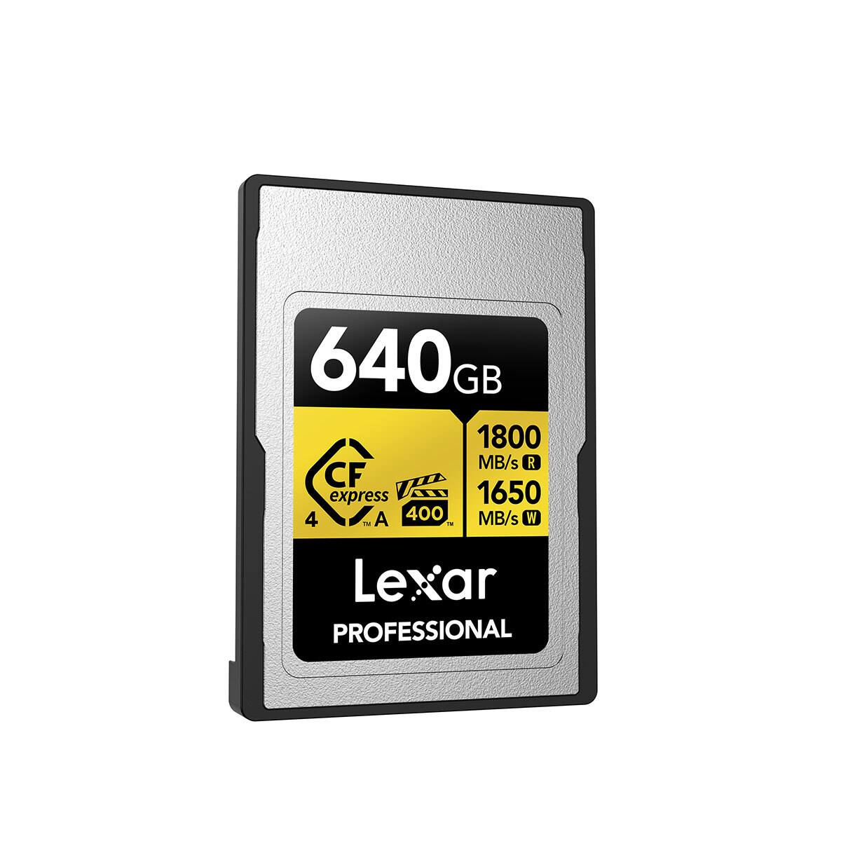 640GB 1800 MB/s R 1650 MB/s W CF express 4 A 400 MB/s W Lexar PROFESSIONAL