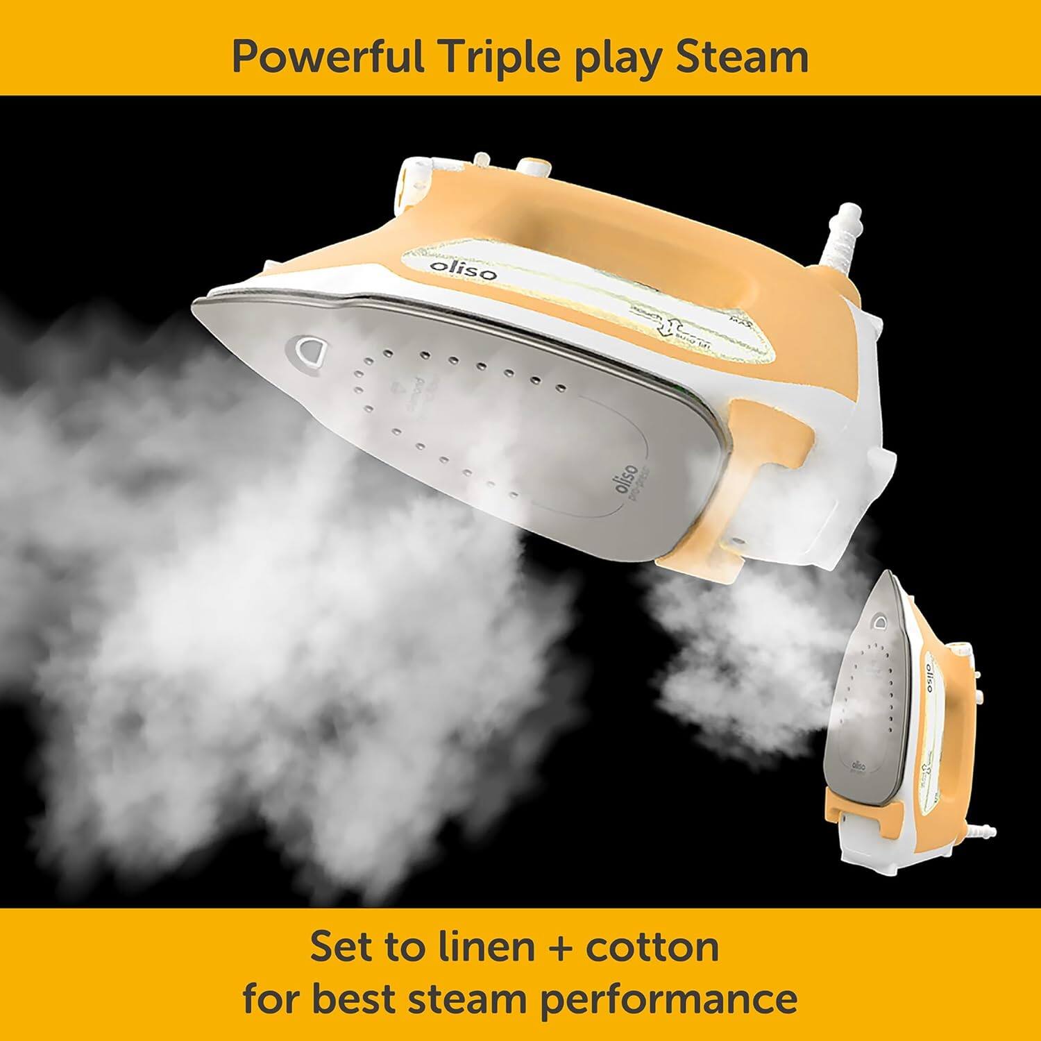 Powerful Triple play Steam

Set to linen + cotton for best steam performance
