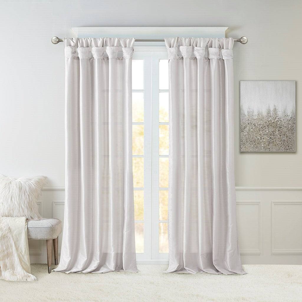 Alt View 8. BreeBe - Twist Tab Lined Window Curtain Panel Silver 50x108' - Silver.