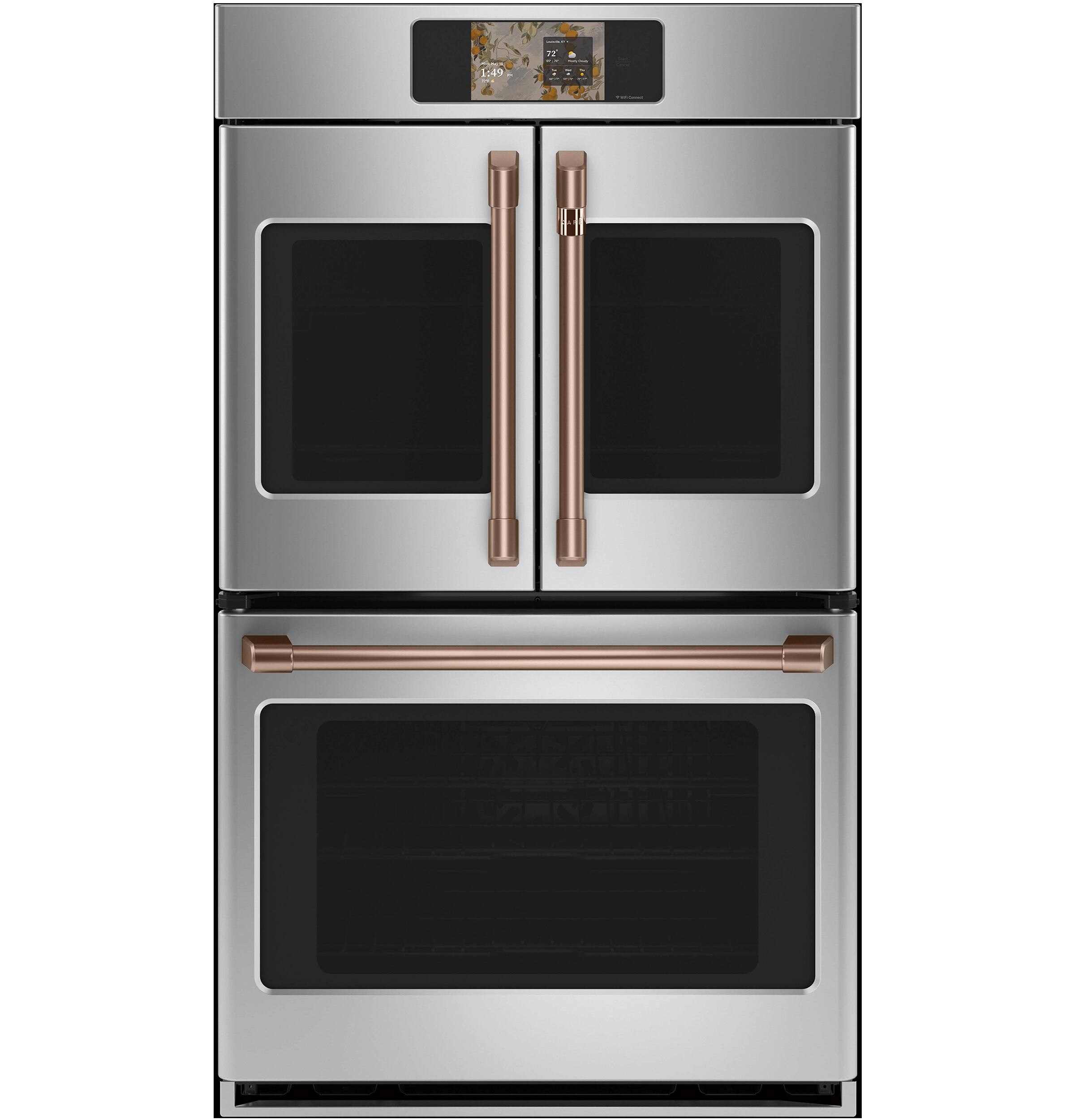 Alt View 25. Café - 30" Smart Built-In Double Electric Convection French Door Wall Oven with No Preheat Air Fry - Stainless Steel.