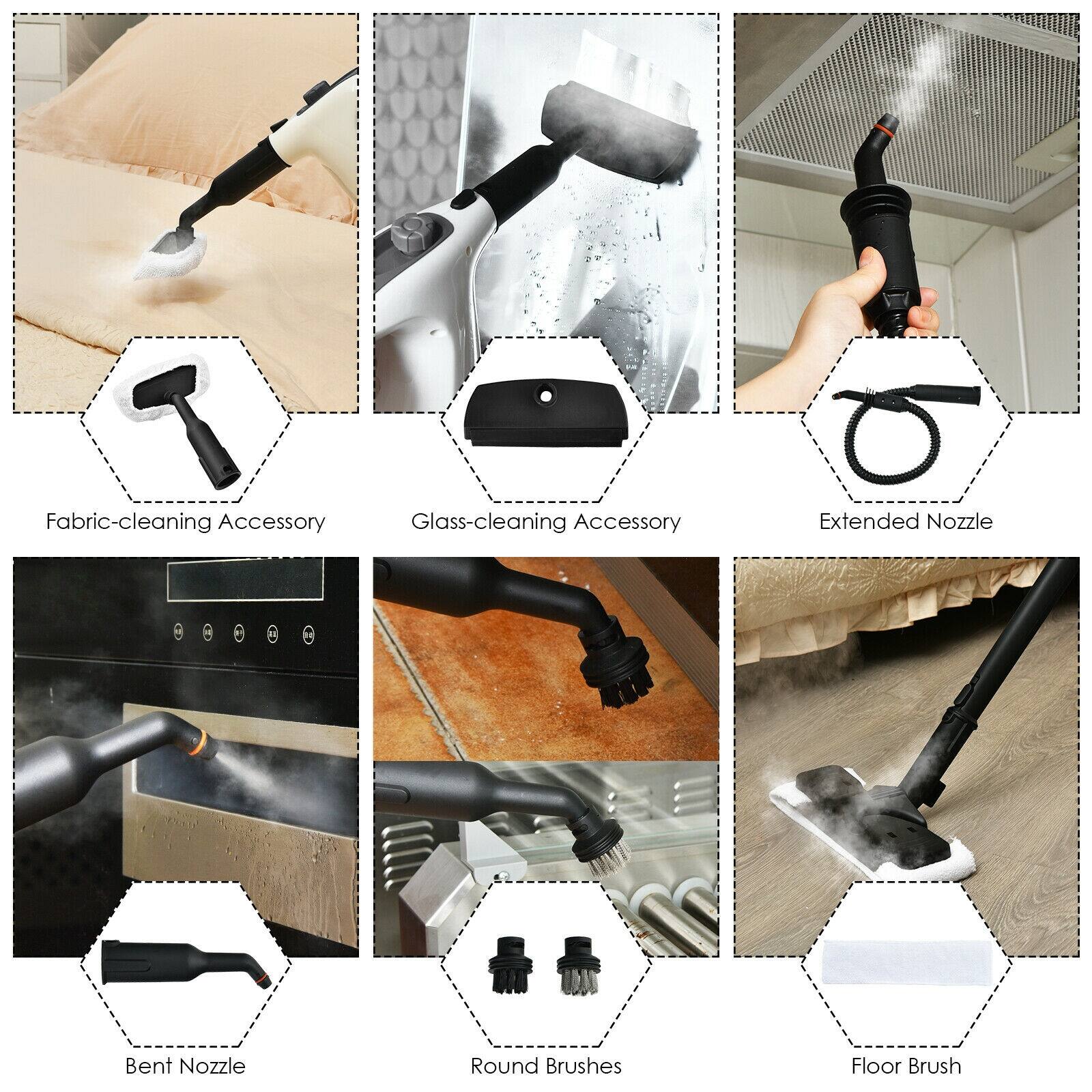 Fabric-cleaning Accessory, Glass-cleaning Accessory, Extended Nozzle, Bent Nozzle, Round Brushes, Floor Brush