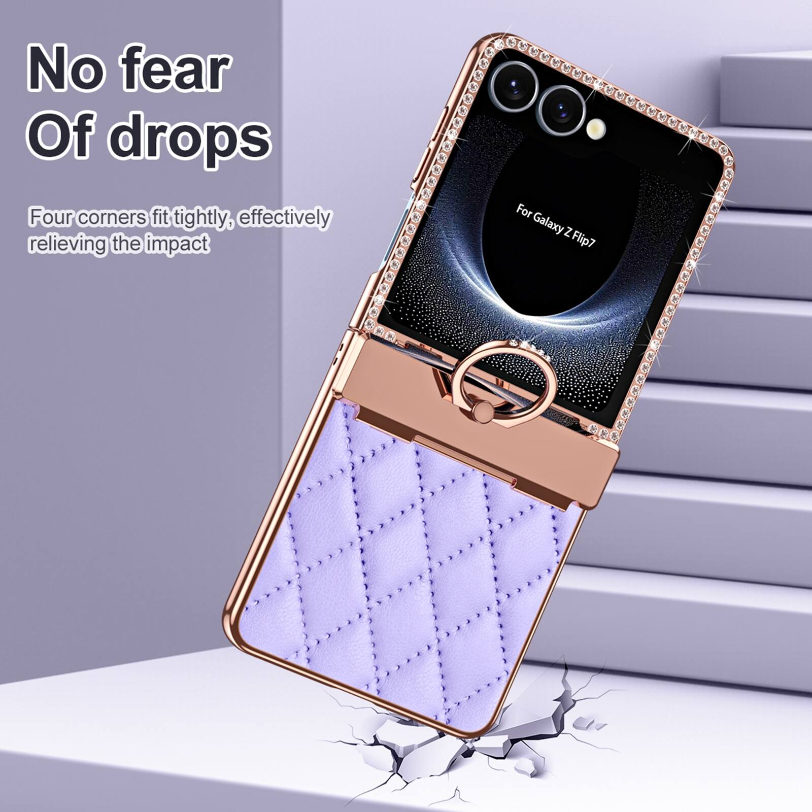 No fear of drops. Four corners fit tightly, effectively relieving the impact. For Galaxy Z Flip7