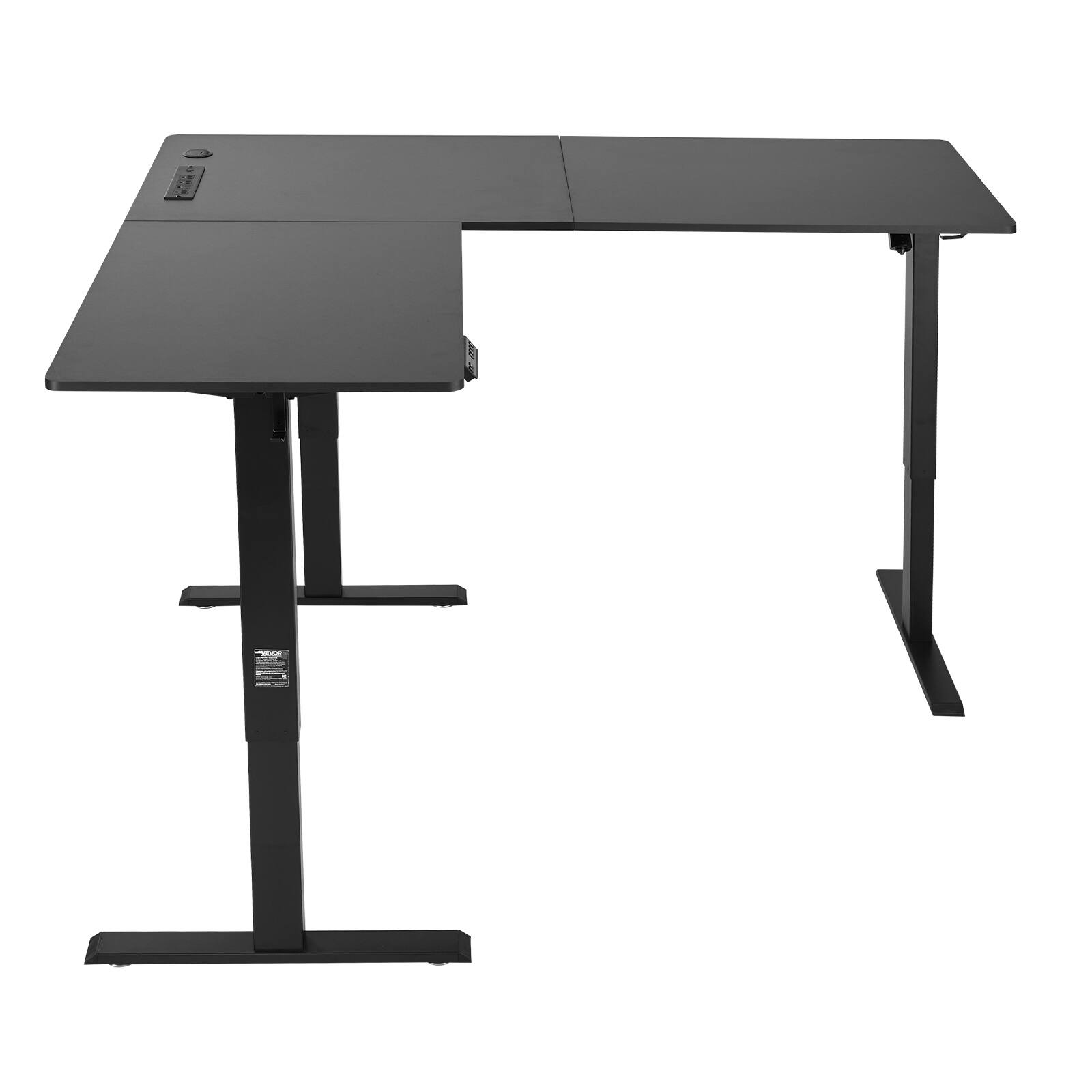 Alt View 5. VEVOR - L Shaped Desk, Electric Adjustable Height Corner Gaming Desk with Dual Hooks and Wheels - Black.