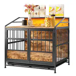 Glintex - Multi-function Furniture Style Dog Crates with Storage, Double Doors, for Large/Medium Dog Indoor.