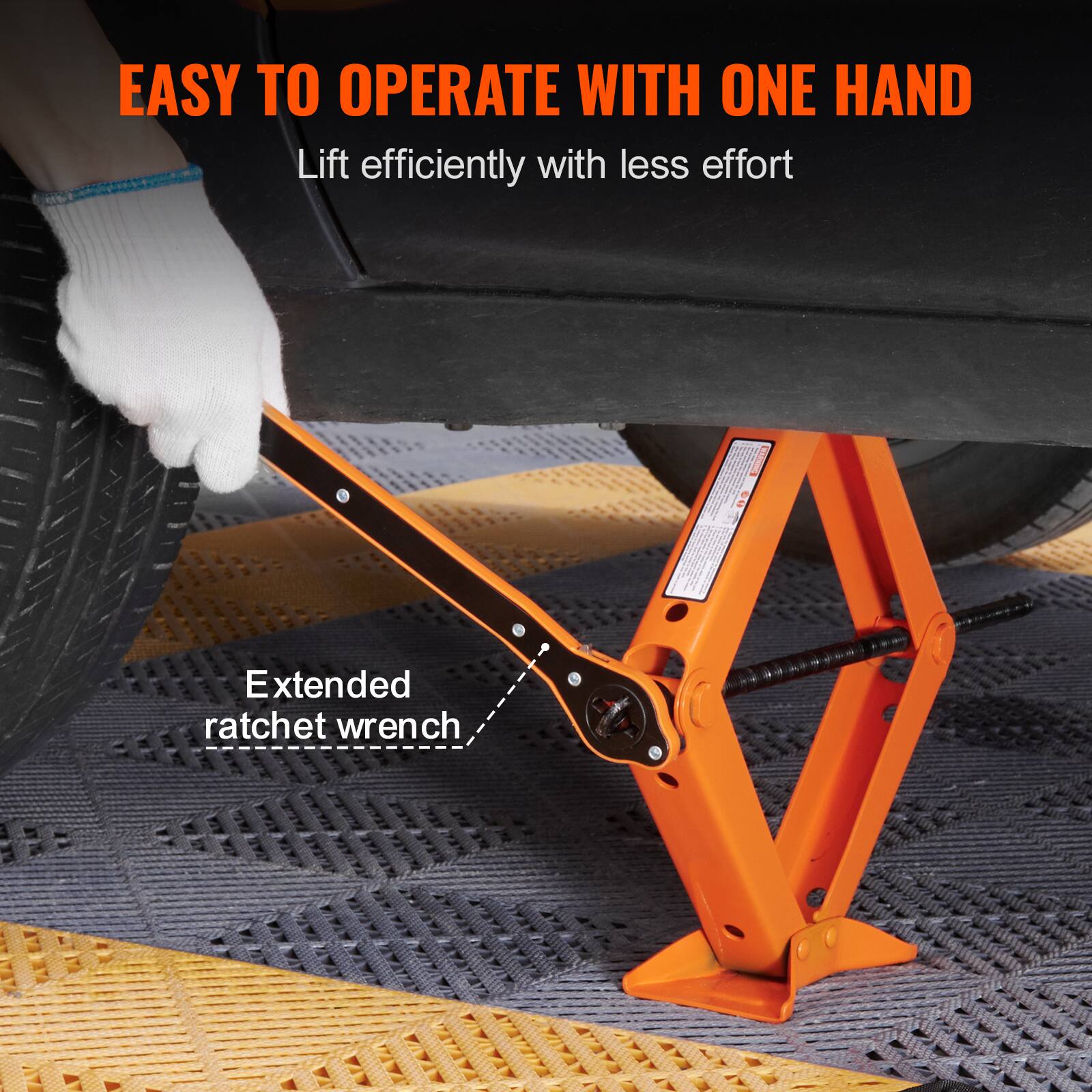EASY TO OPERATE WITH ONE HAND  
Lift efficiently with less effort  

Extended ratchet wrench