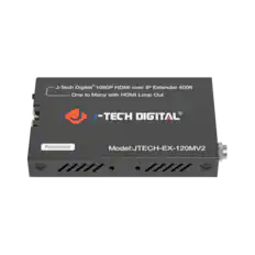 J-Tech Digital 1080P HDMI over IP Extender 400ft One to Many with HDMI Loop Out
J-TECH DIGITAL
Receiver
Model: JTECH-EX-120MV2