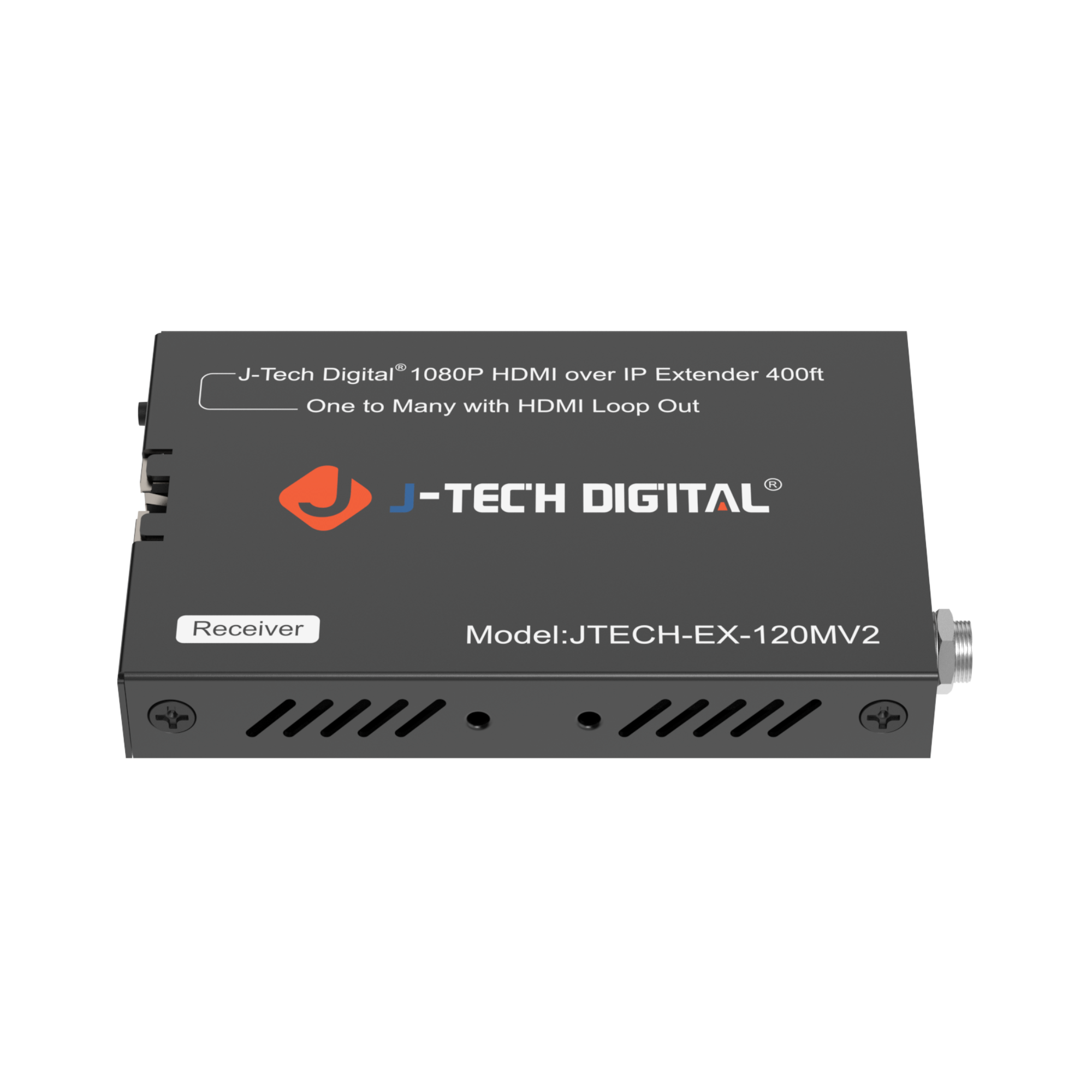 J-Tech Digital 1080P HDMI over IP Extender 400ft One to Many with HDMI Loop Out
J-TECH DIGITAL
Receiver
Model: JTECH-EX-120MV2