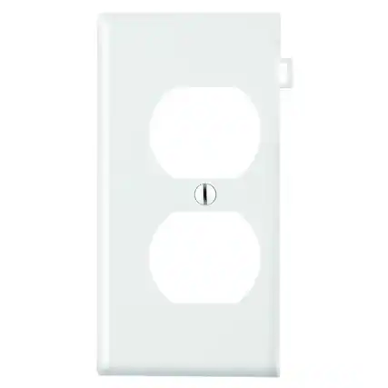 Front. Leviton - Leviton White 1 gang Thermoplastic Nylon Duplex Sectional End Wall Plate 1 pk - White.