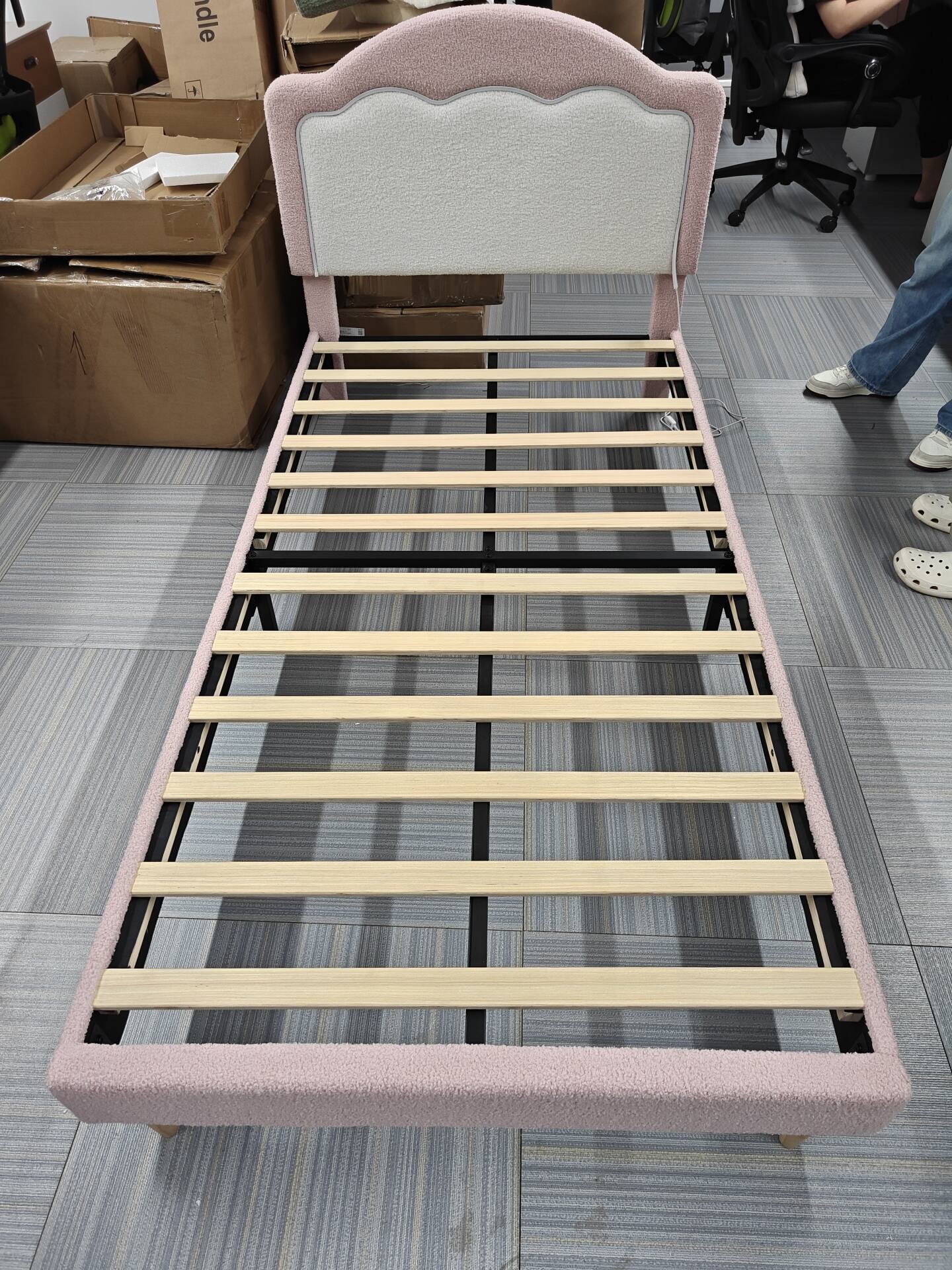 Front. GARVEE - Full Size Lambskin Princess Bed for Girls, Cozy Upholstered Mattress, No Box Spring Needed - Pink(without drawer).