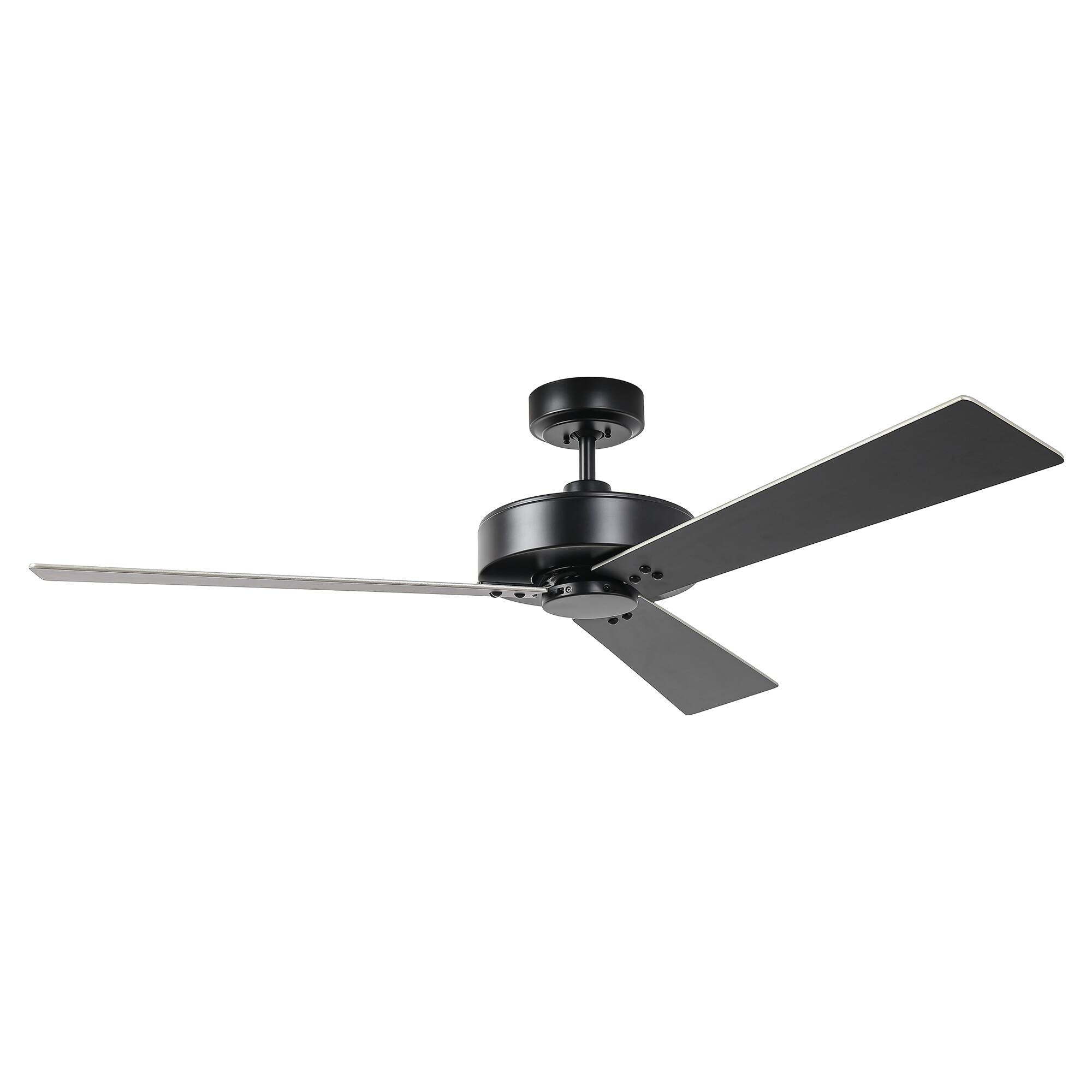 Alt View 1. Parrot Uncle - 52" Modern Black DC Motor No Light Ceiling Fan - Barbeque Black.