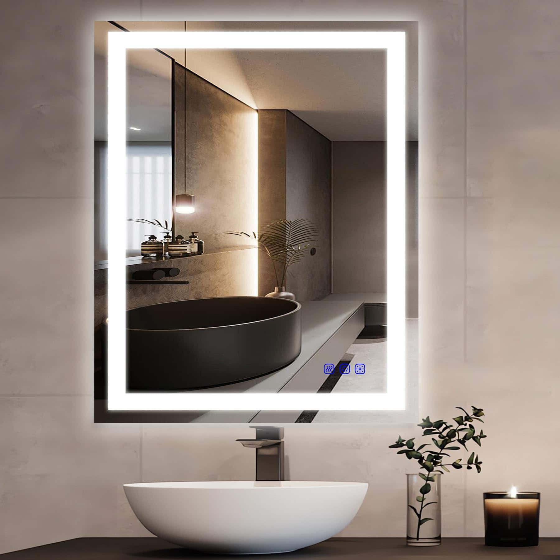 Comfort Essence - x Led Bathroom Mirror With Lights Frontlit Smart For Wall Lighted Vanity Makeup color Stepless Dimmable An - Frontlit Light (3 Color Modes) 32"L x 24"W