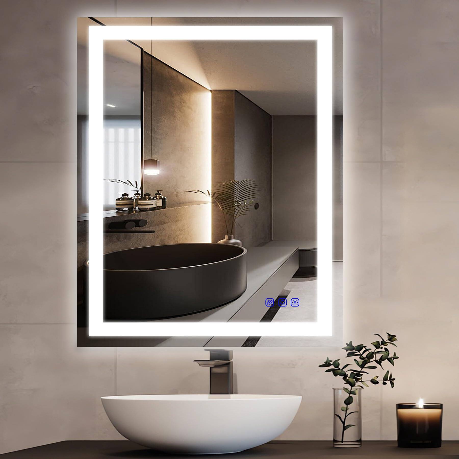 Comfort Essence - x Led Bathroom Mirror With Lights Frontlit Smart For Wall Lighted Vanity Makeup color Stepless Dimmable An - Frontlit Light (3 Color Modes) 32"L x 24"W