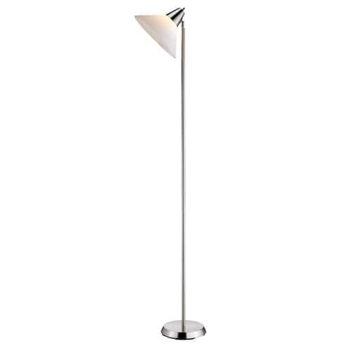 Hivvago - Contemporary Swivel Floor Lamp with Bowl Shade - Satin Steel Finish
