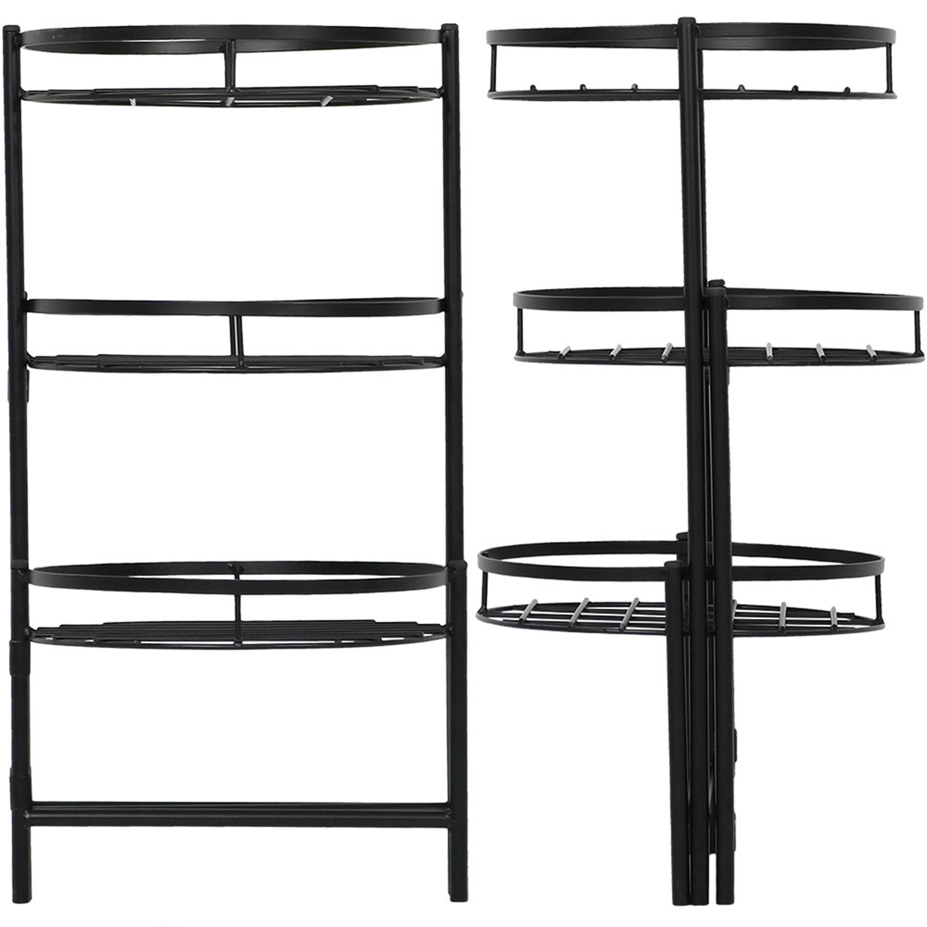 Alt View 7. Sunnydaze - Iron 3-Tier Outdoor Plant Stand - 22 in - Set of 2 - Black.
