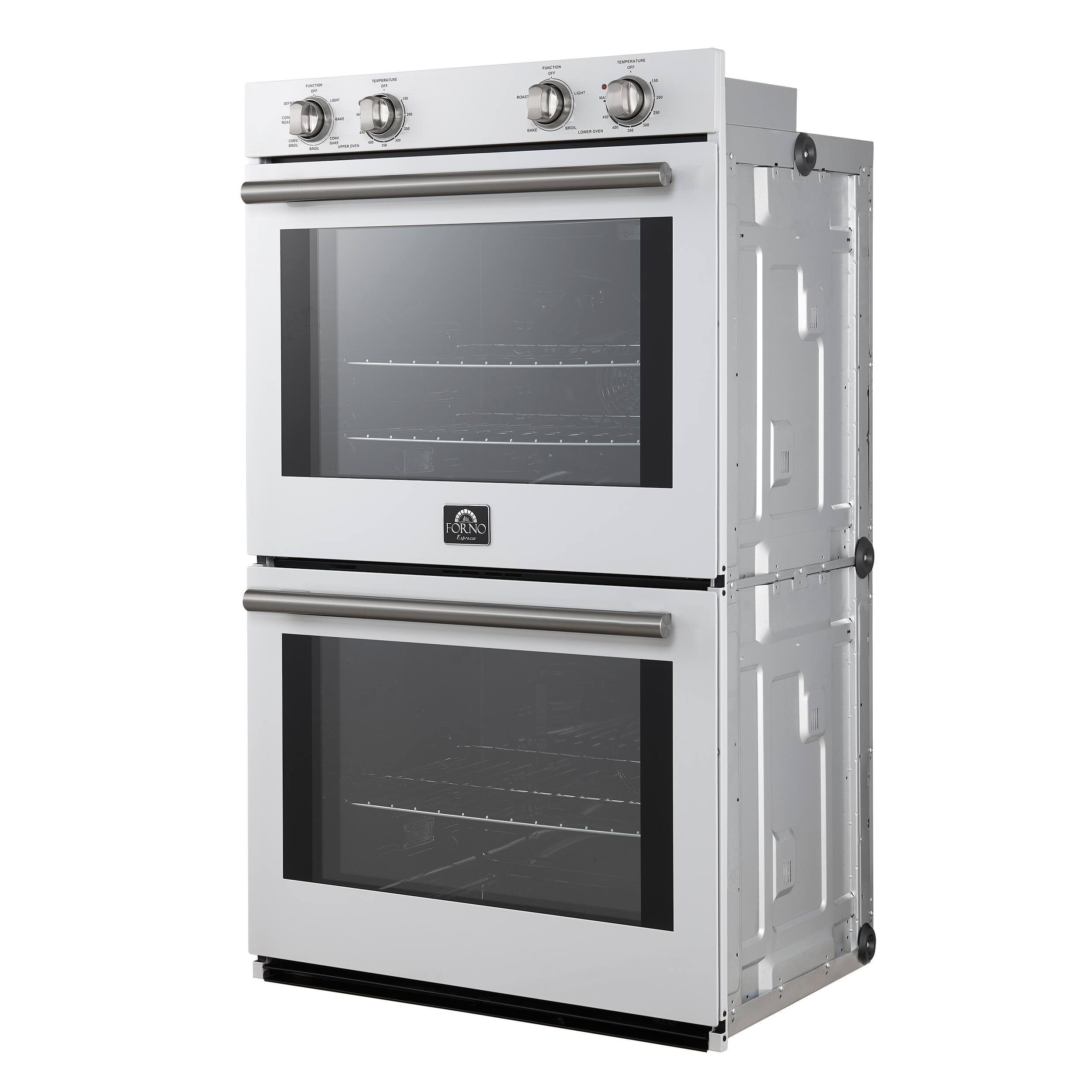 Angle. Forno Appliances - Vomero 30" Electric Convection Double Wall Oven - White.