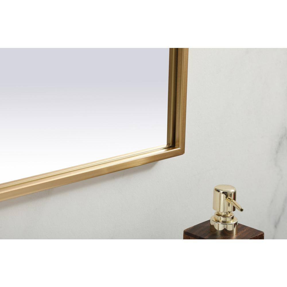 Back. Elegant Decor - Metal Frame Arch Mirror 39x24 Inch in Brass - Brass.