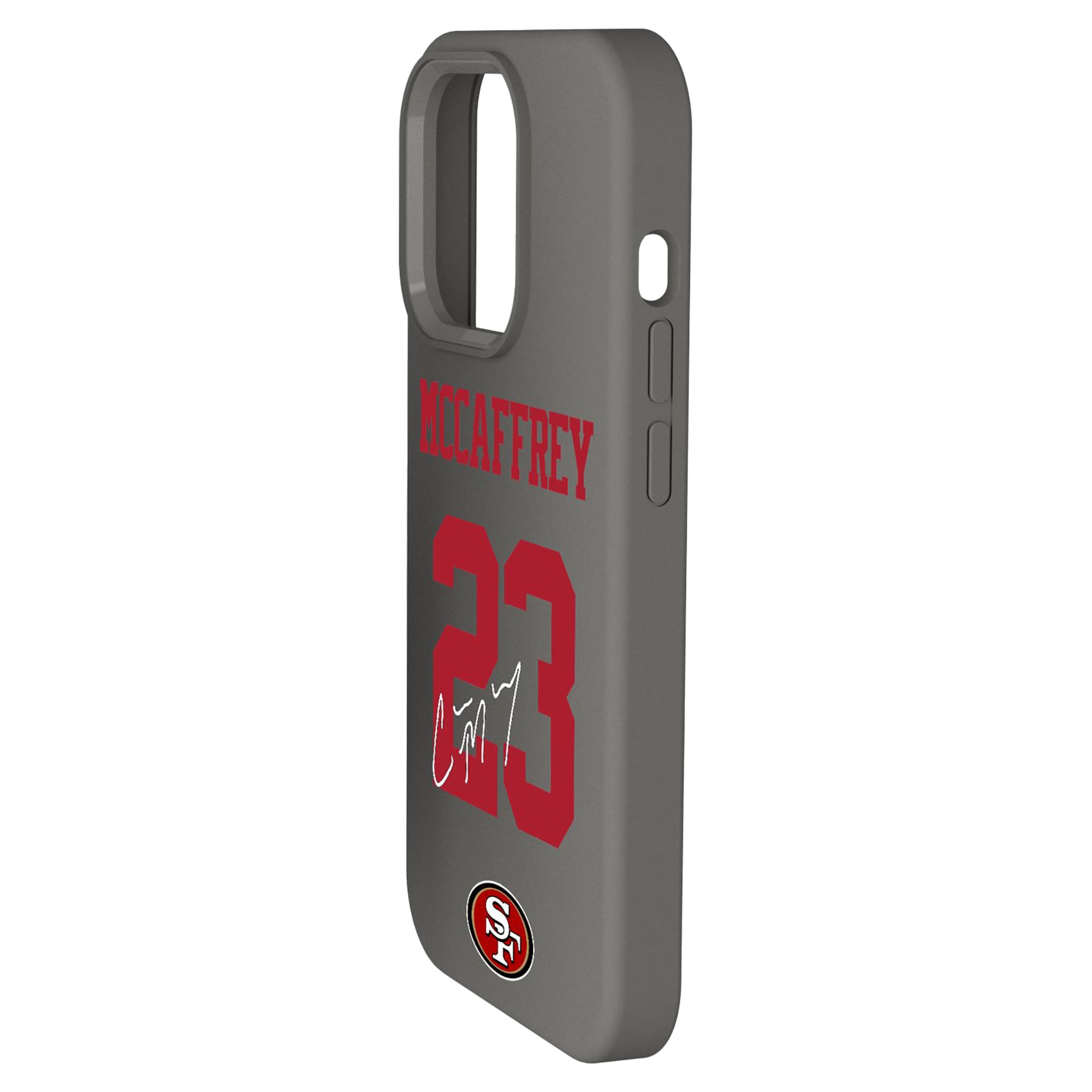 Alt View 1. Keyscaper - Christian McCaffrey Gray San Francisco 49ers Ready Soft Touch iPhone Case - 14 Plus - Gray.