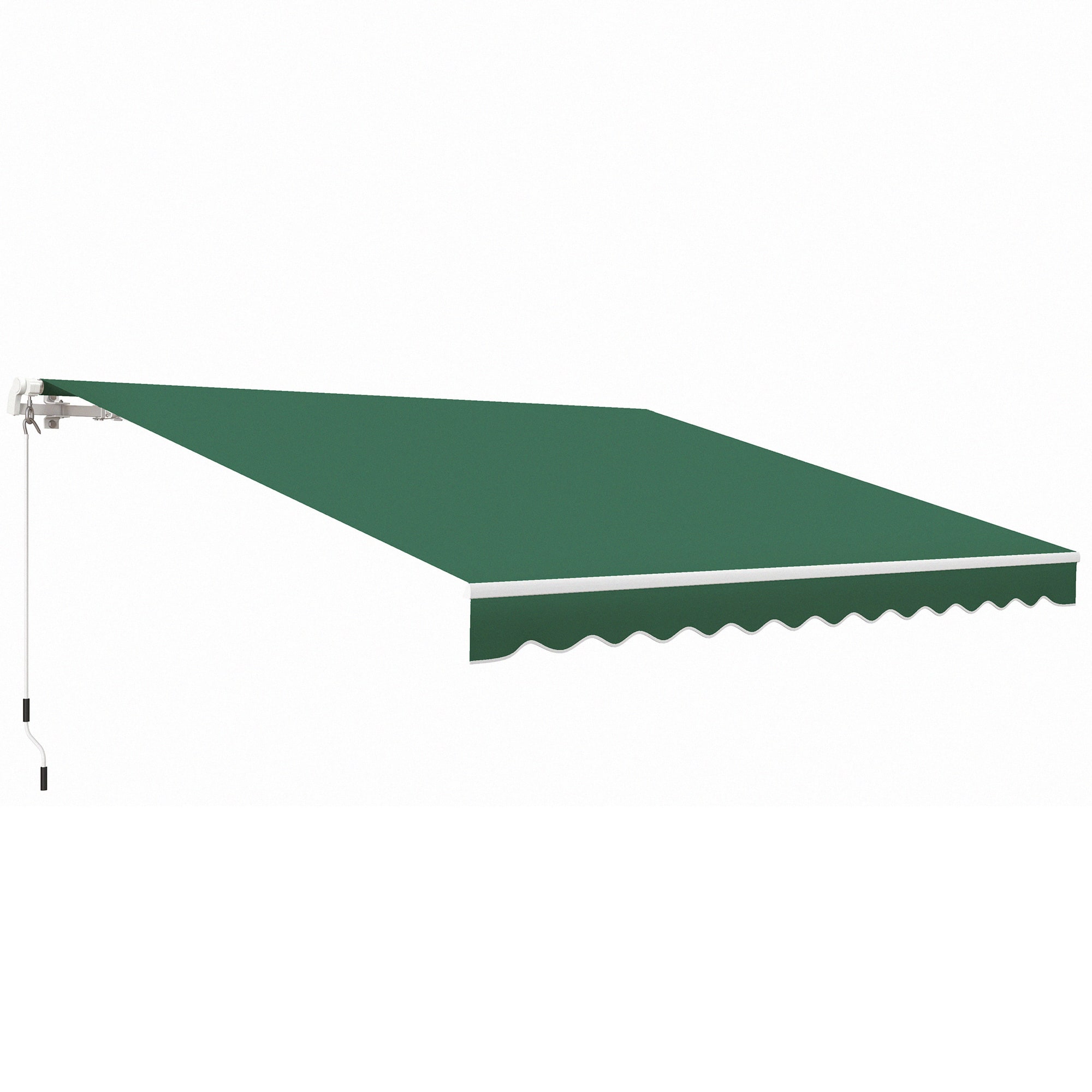 Front. Outsunny - 12' x 10' Retractable Awning Patio Awnings Sun Shade Shelter with Manual Crank Handle, 280g/m² UV - Green.
