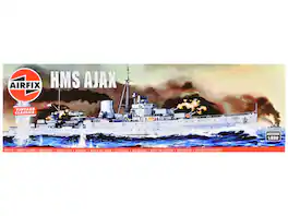 Level 3 Model Kit of HMS Ajax Light Cruiser 1/600 Plastic Model Kit by Airfix
