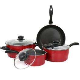 Gibson - Home Armada 7 Piece Nonstick Carbon Steel Cookware Set - Red
