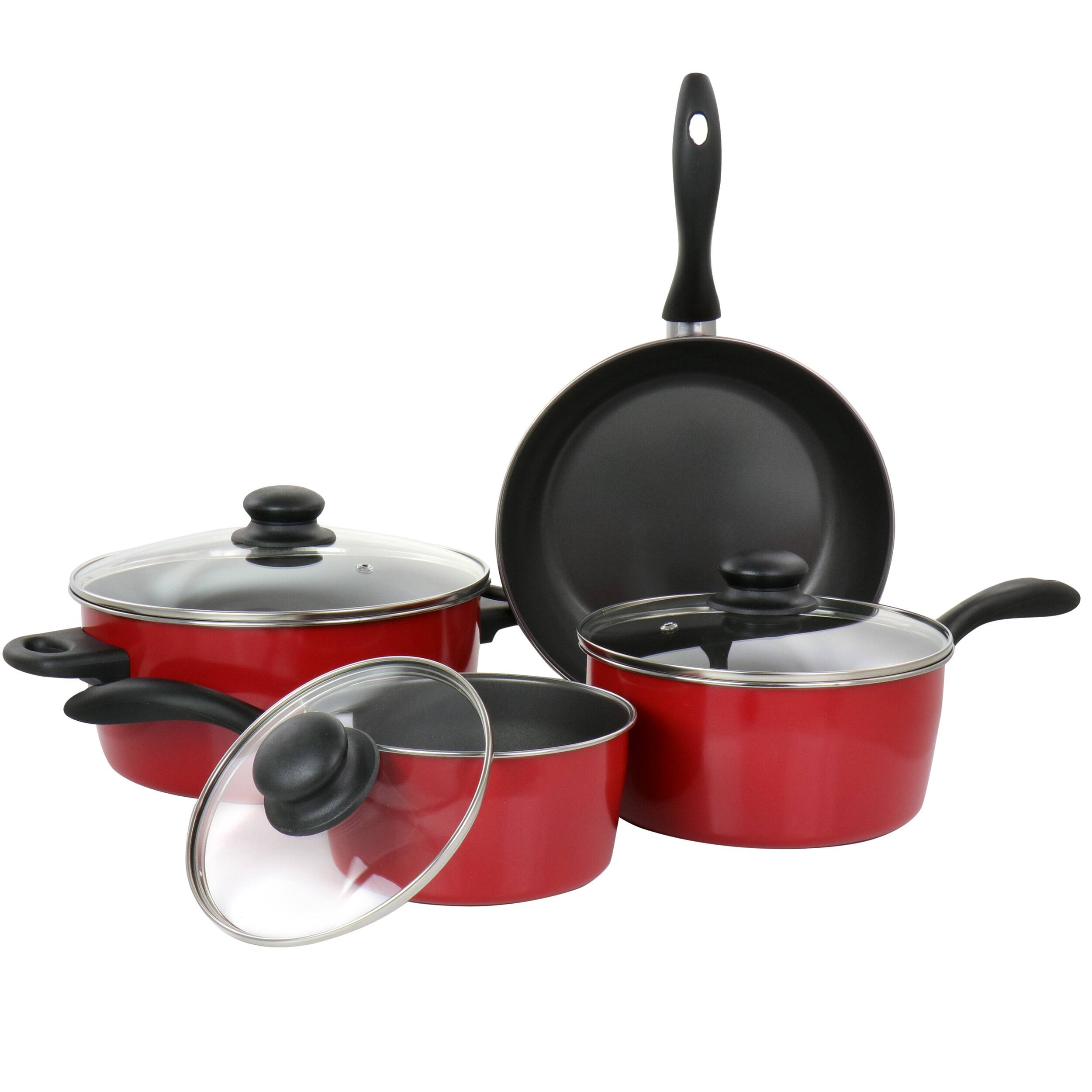 Front. Gibson - Gibson Home Armada 7 Piece Nonstick Carbon Steel Cookware Set in Red - Red.