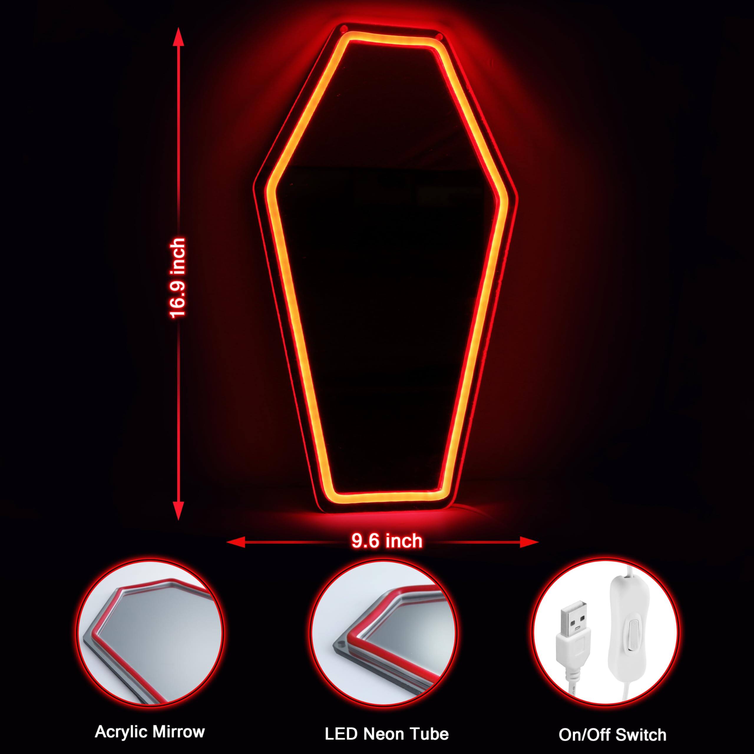 Acrylic Mirror LED Neon Tube On/Off Switch

16.9 inch x 9.6 inch