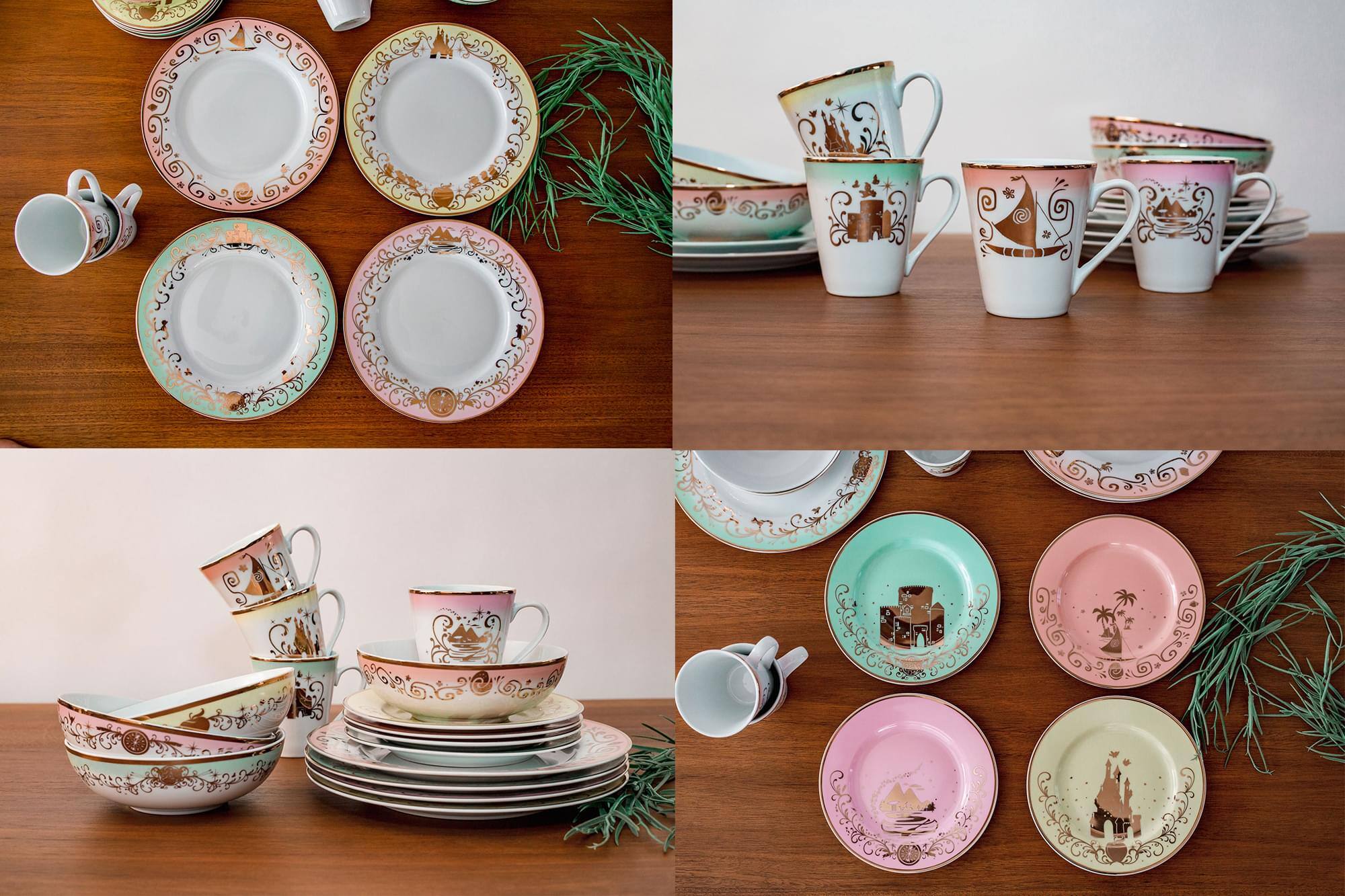 Alt View 3. Ukonic - Disney Princess 16-Piece Dinnerware Set | Merida, Pocahontas, Moana, Snow White - Pink.