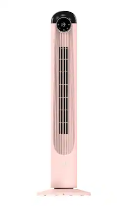 Electactic - 42 Inch Tower Fan with Remote Control, 6 Speeds, 90° Oscillation, Bladeless - Pink
