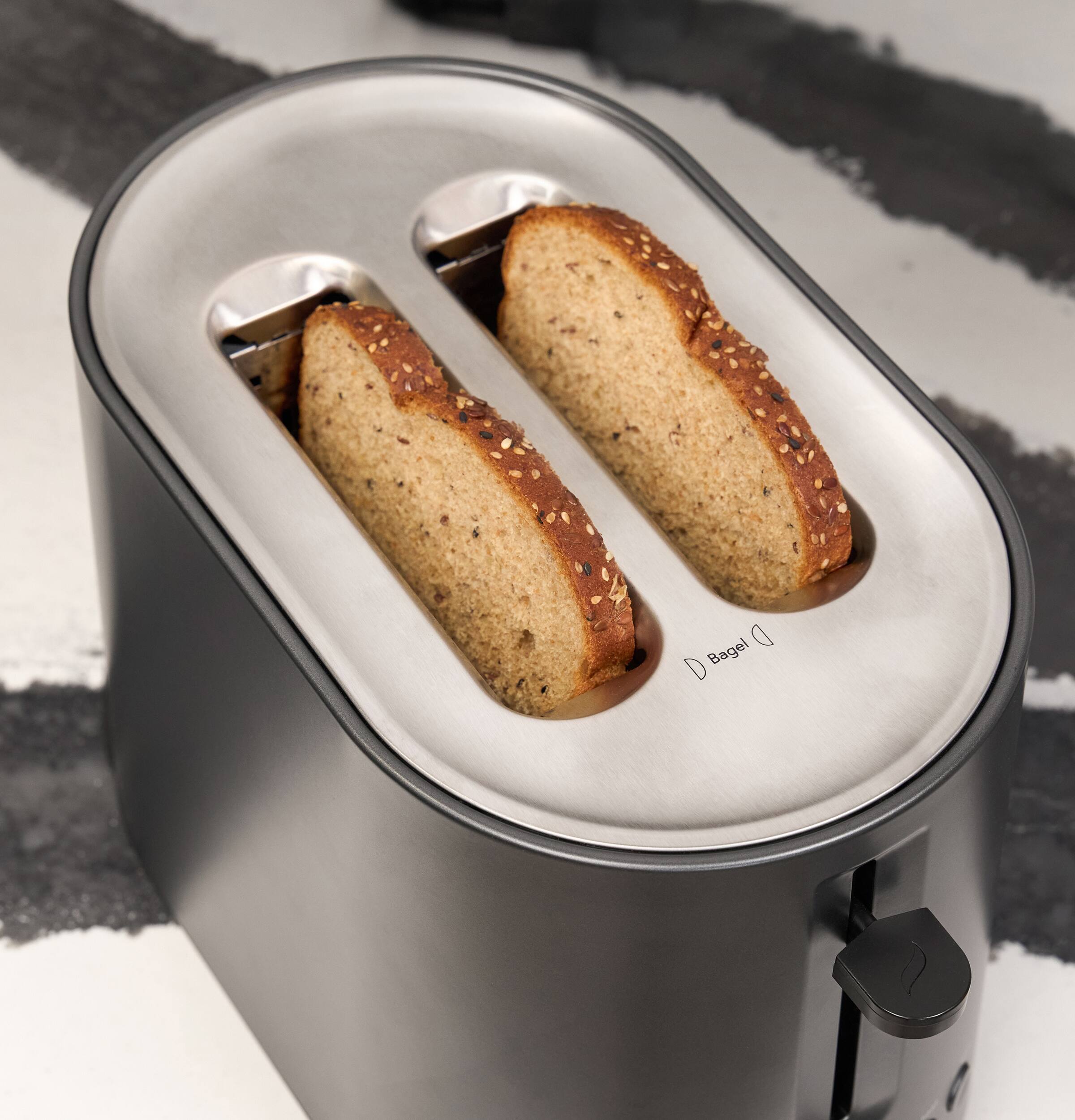 Alt View 14. Café - Express Finish 2-Slice Toaster with Extra Wide Slots and 4 Preset Toasting Functions - Matte Black.