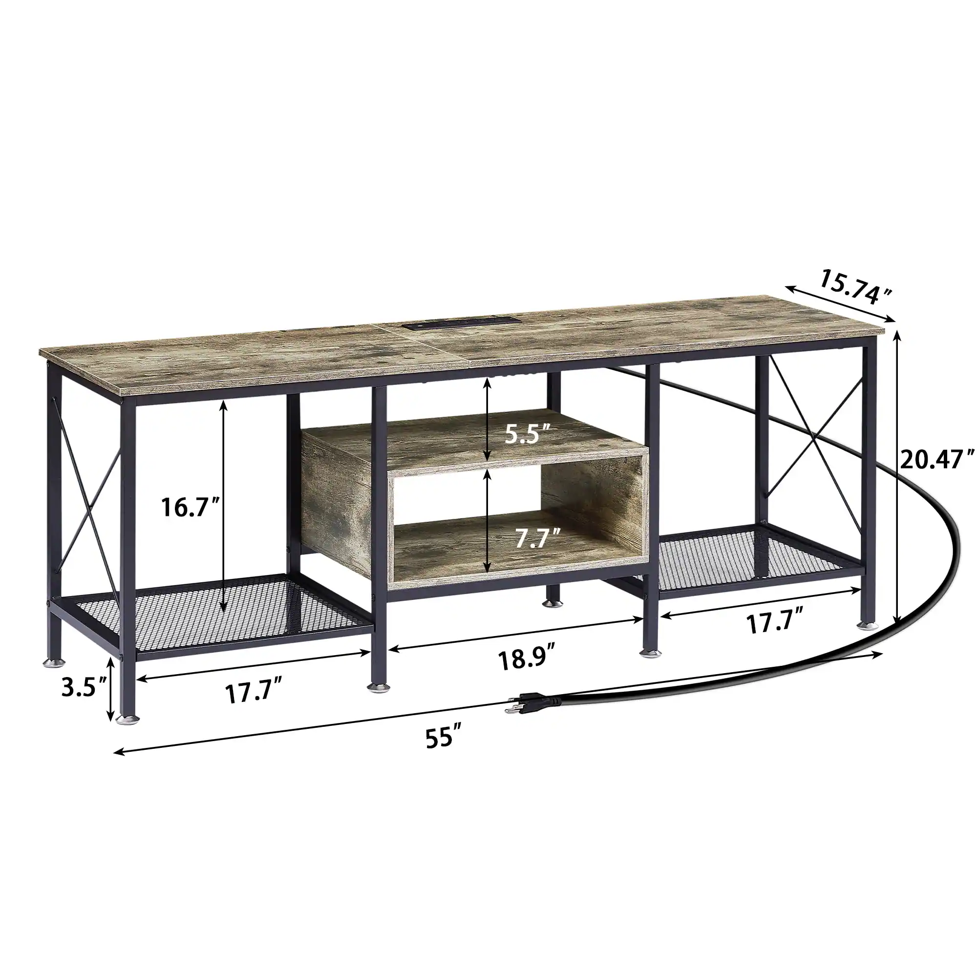 - 55"
- 17.7"
- 18.9"
- 17.7"
- 20.47"
- 15.74"
- 16.7"
- 7.7"
- 5.5"
- 3.5"