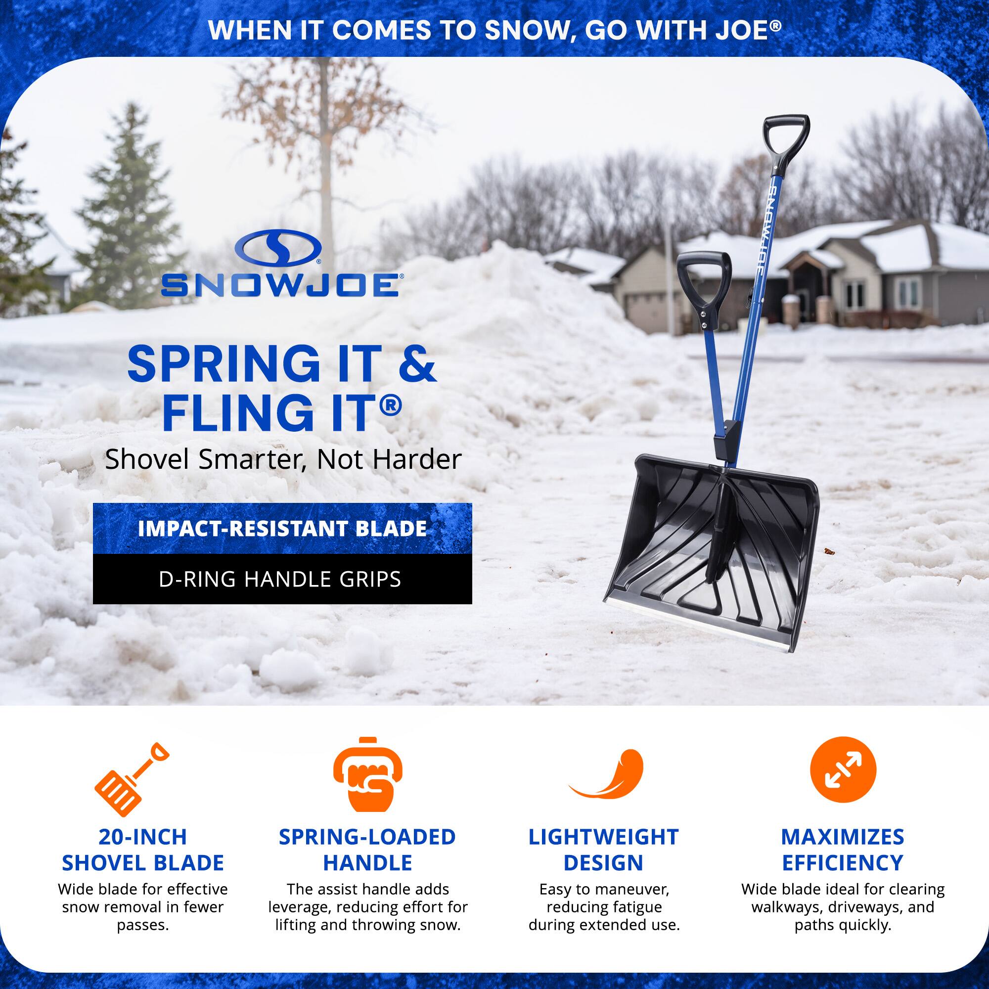 Snow Joe - 4 Pack Shovelution Snow Shovel with 20" Shovel Blade & Assist Handle - Blue - Thumbnail 4