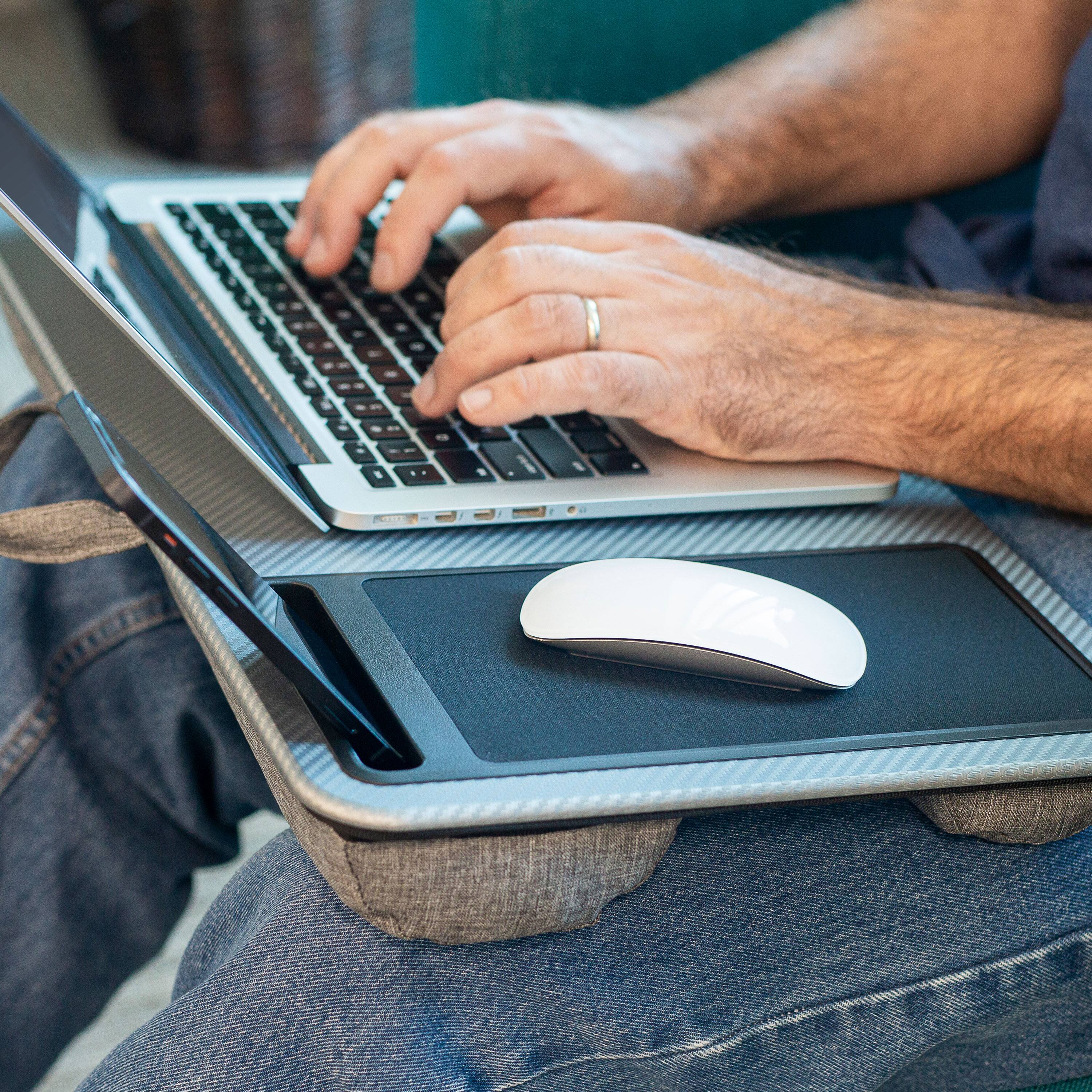 Alt View 2. LapGear - Home Office Lap Desk for Left-Handed (Fits up to 15.6" Laptop) - Silver Carbon.