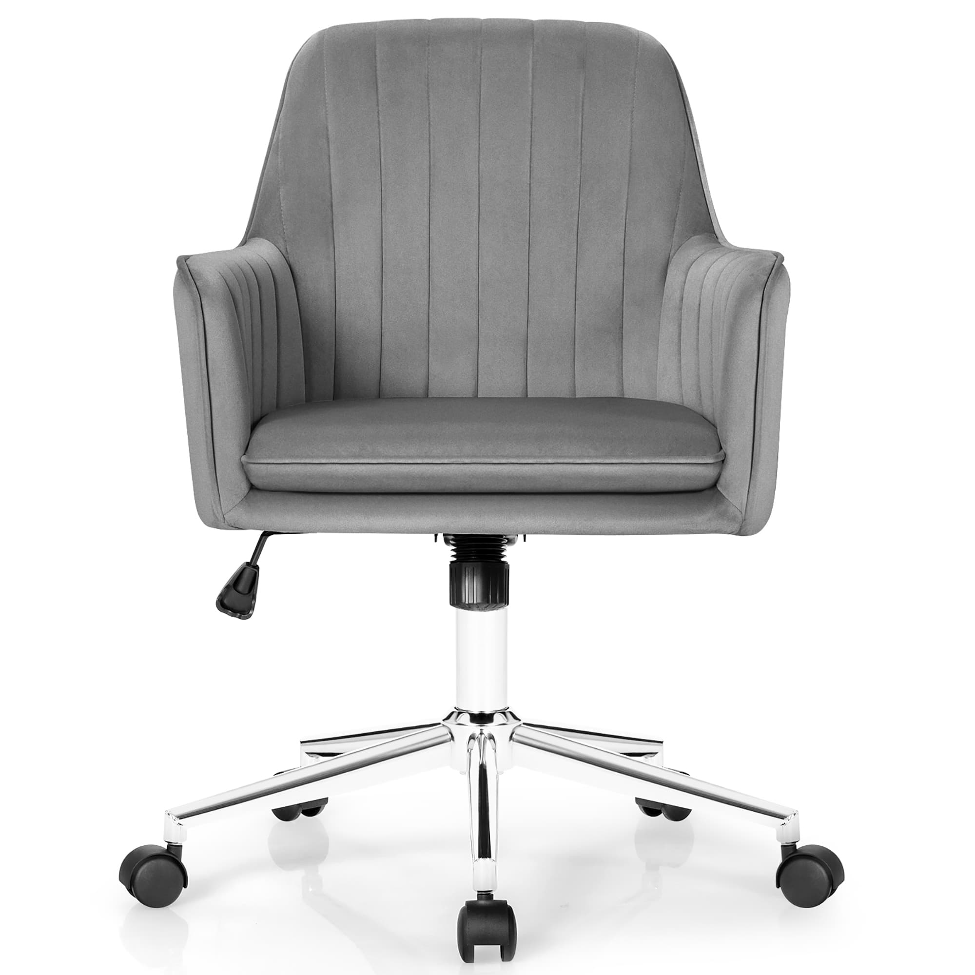 Costway Velvet Accent Office Armchair with Adjustable Height and Swivel