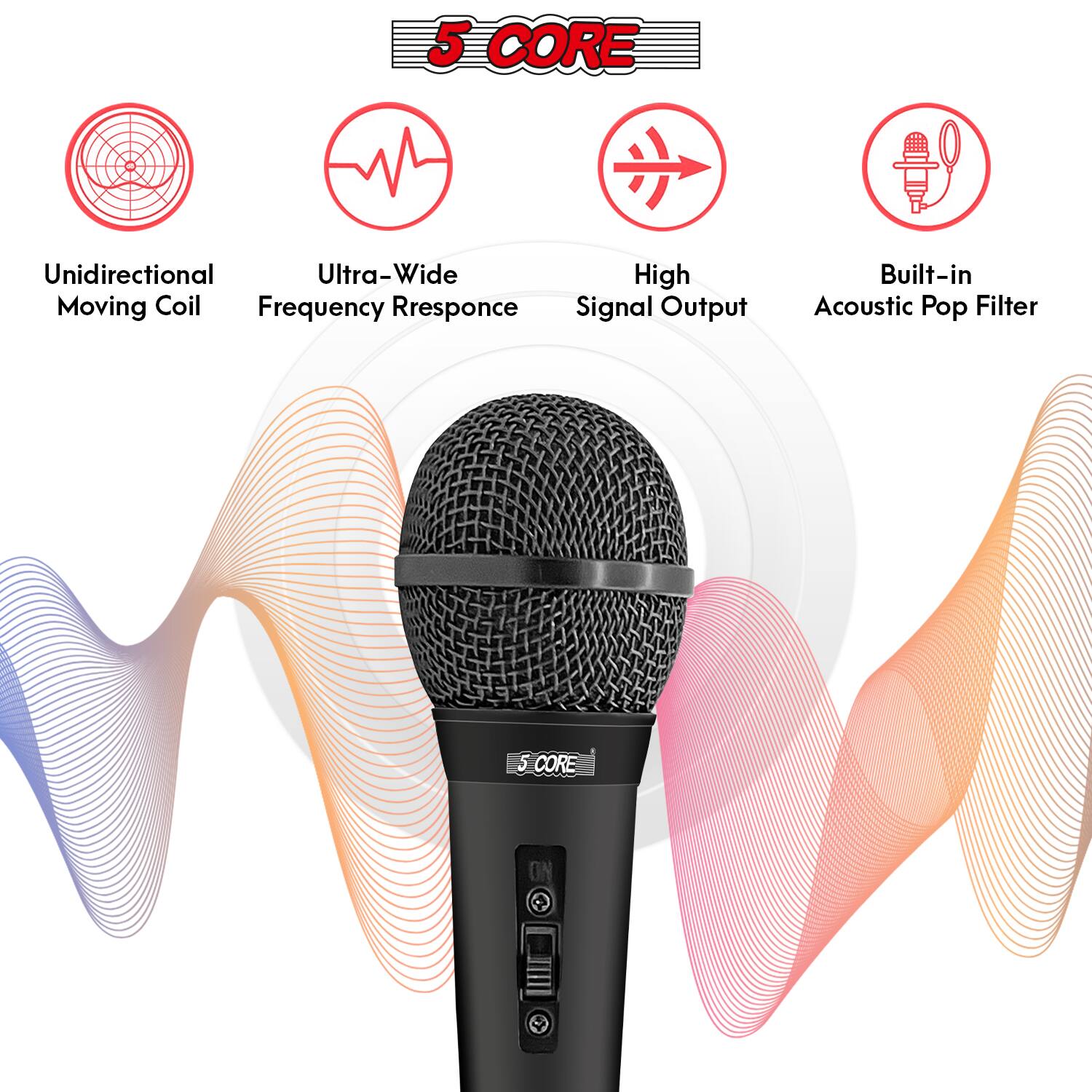 5 CORE

- Unidirectional Moving Coil
- Ultra-Wide Frequency Response
- High Signal Output
- Built-in Acoustic Pop Filter