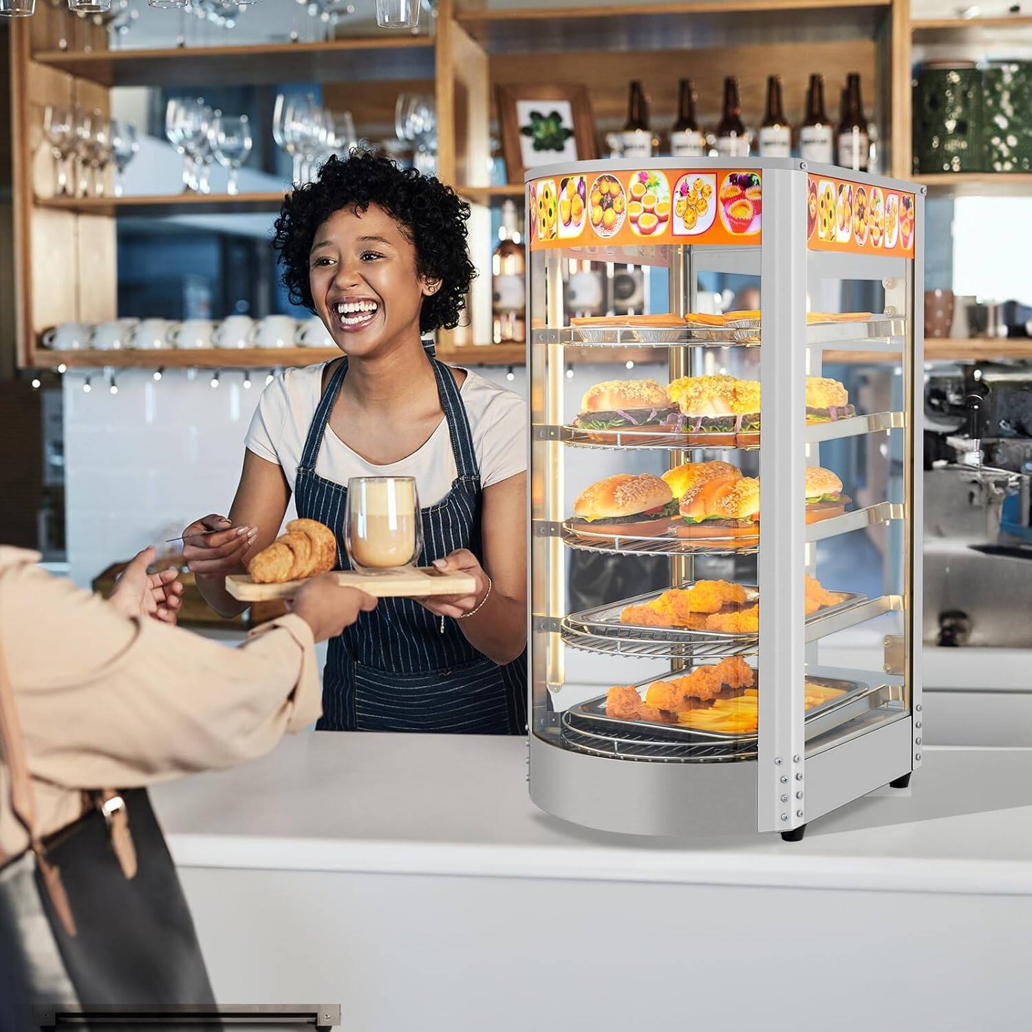 Alt View 7. Winado - 5-Tier Food Warmer Display Pizza Warmer,Commercial Countertop Food Warmer - Silver.