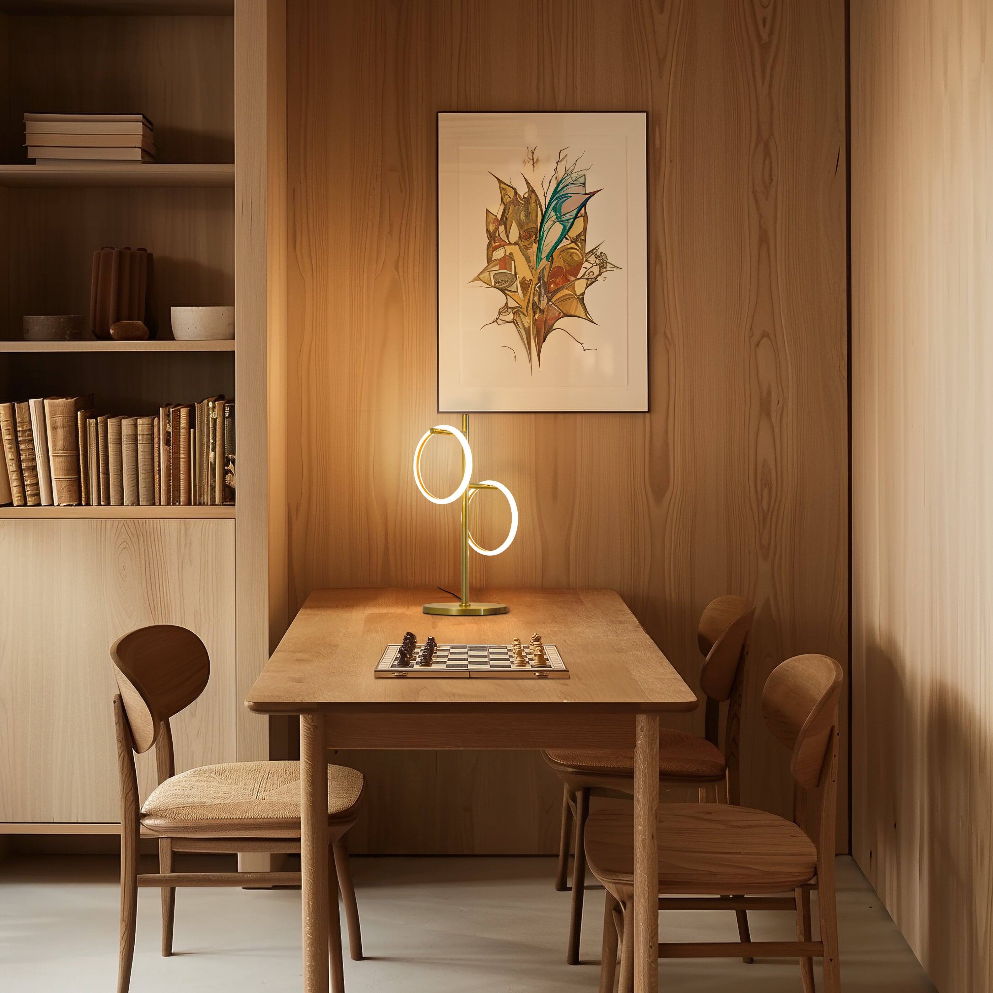 Alt View 8. Brightech - Saturn LED Modern Industrial Tree Dimmable Bedside Nightstand Desk Lamp with 3 Removable Ring Lights - Antiqued Brass.