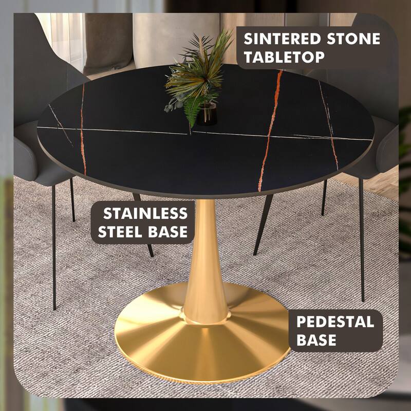 Sintered Stone Tabletop  
Stainless Steel Base  
Pedestal Base