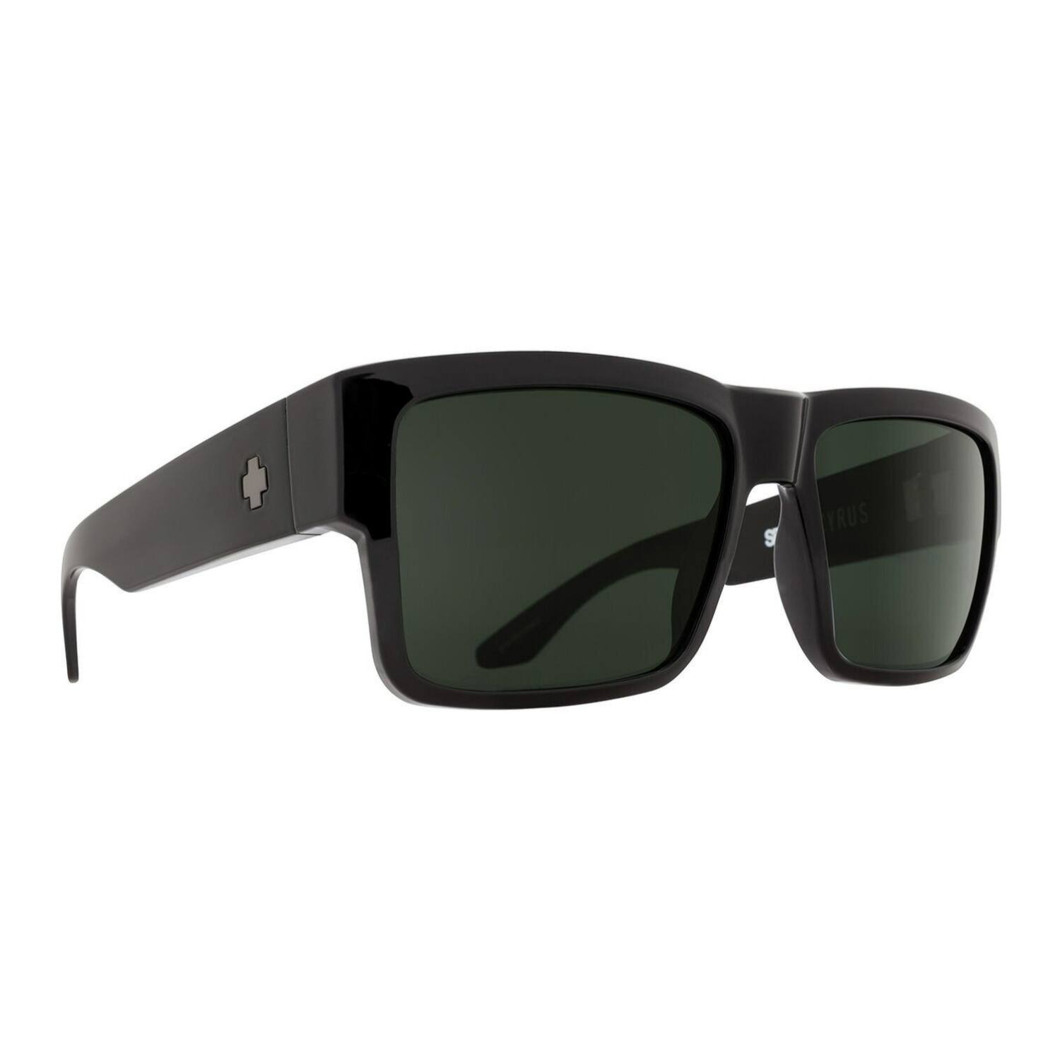 Front. Spy Optic - SPY Optic Cyrus Black and HD Plus Gray Green Medium to Large Fit Sunglasses - Black/Green.