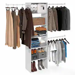 Furinno - FANO Closet Organizers and Storage, 5-Tier Closet Storage Organizer with Adjustable Shelves, 14.8 x 23.6 x 82.1 - White