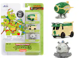 "Teenage Mutant Ninja Turtles" 3 piece Set "Nickelodeon" "Nano Hollywood Rides" Series Diecast Model Cars by Jada - Multicolor
