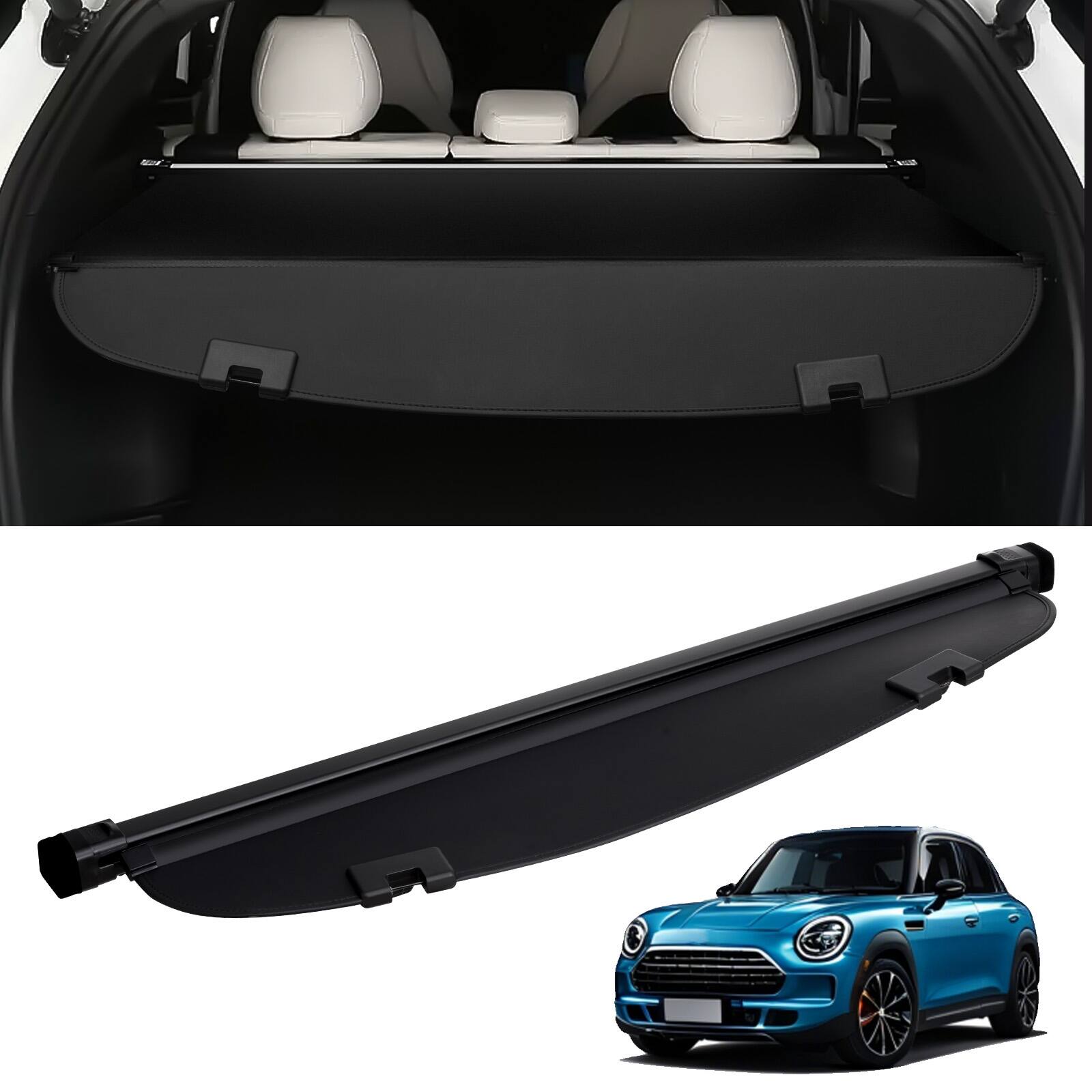 Front. VEVOR - Retractable Cargo Cover for Mazda, Upgraded Waterproof Trunk Cover Security Shield Shade - Black.