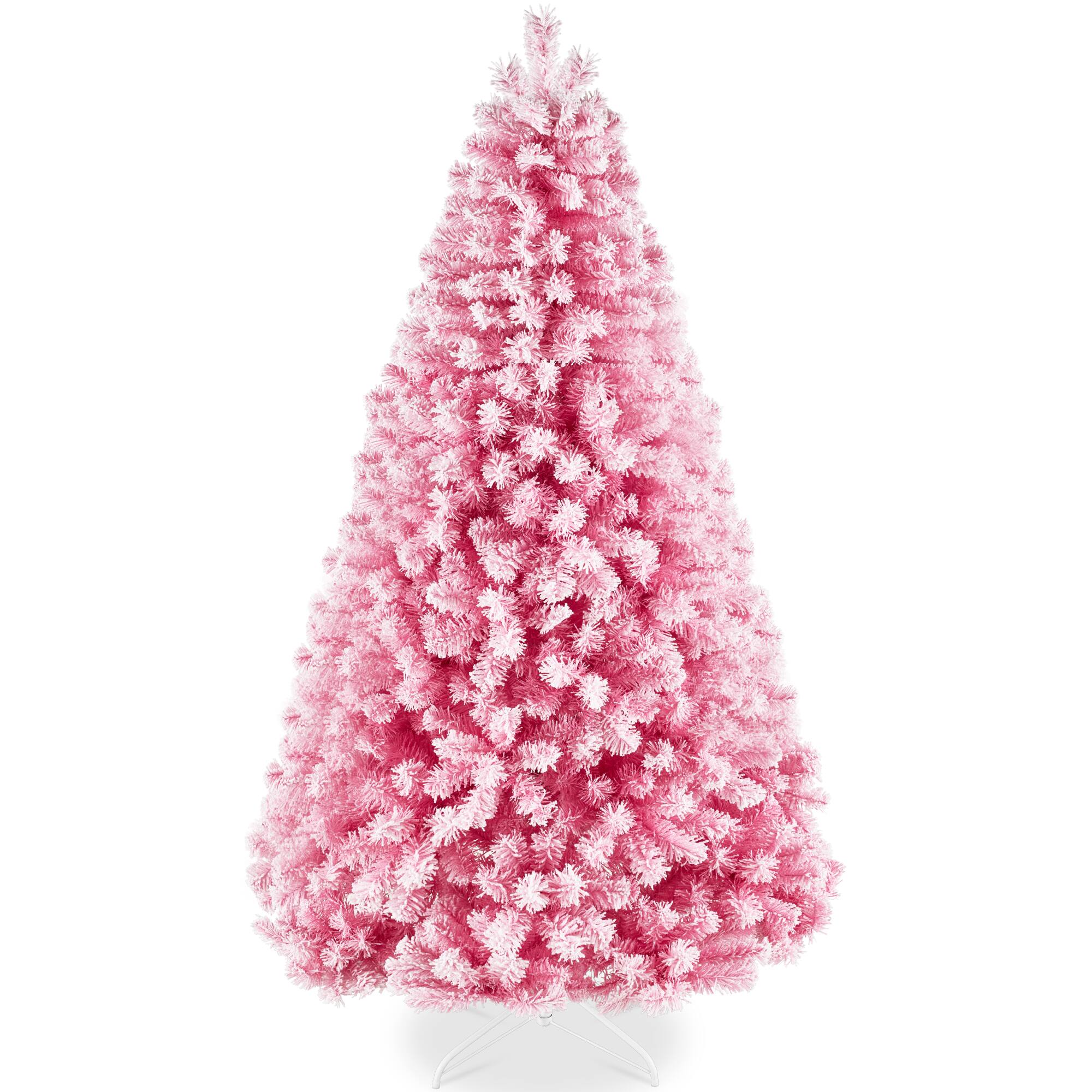 Best Choice Products - Artificial Flocked Christmas Tree, 6ft Premium Unlit Colorful Pine Holiday Decor w/Stand - Pink