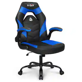 Neo Chair - Gaming Chair Ergonomic Computer Desk Office Executive Chair with Lumbar Support Swivel Wheels Flip-Up Arms PU Leather - Blue