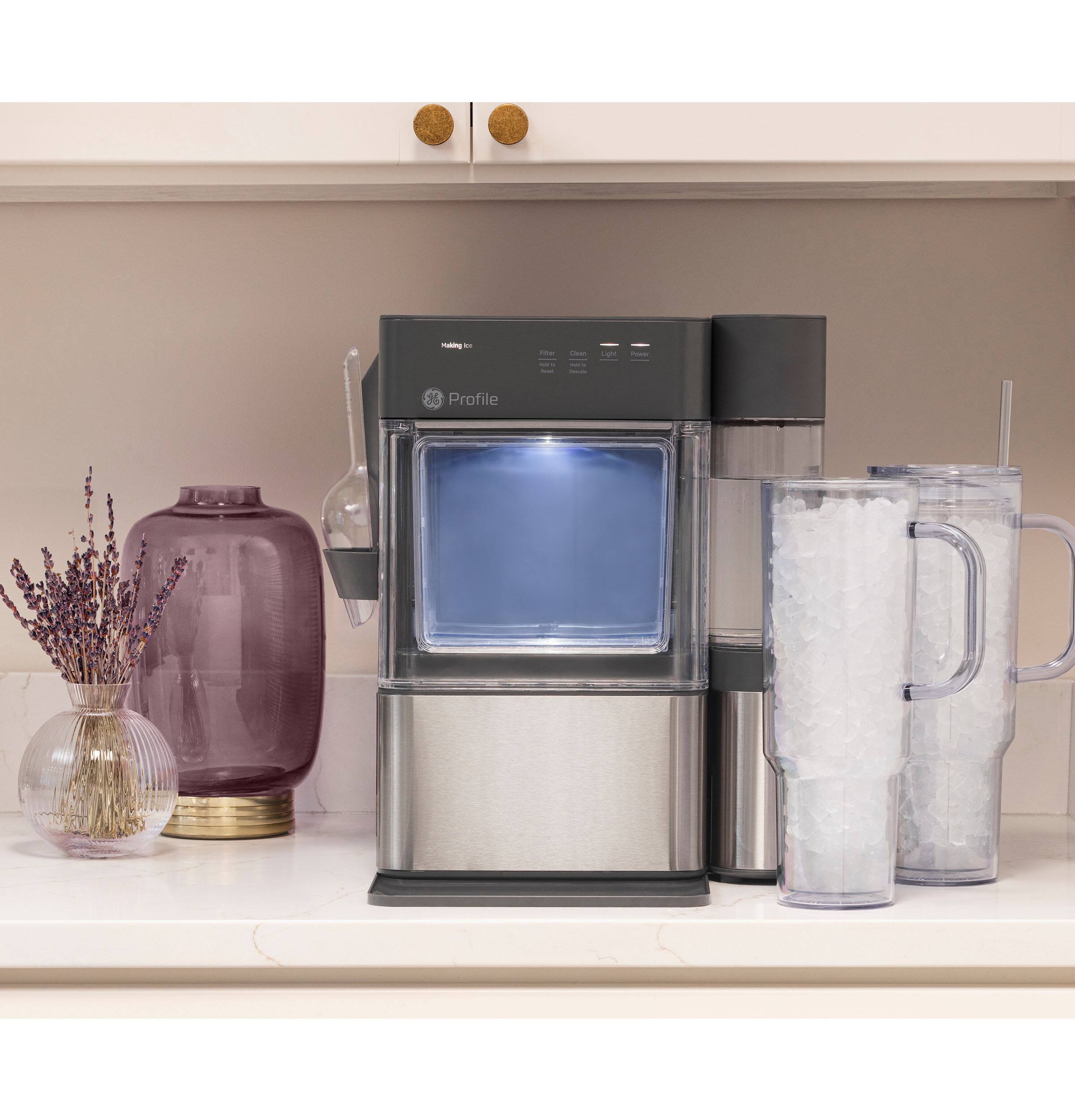Alt View 19. GE Profile - Opal Mini Pro Countertop Nugget Ice Maker with Side Tank, 36 lb Daily Ice Production - Stainless Steel.